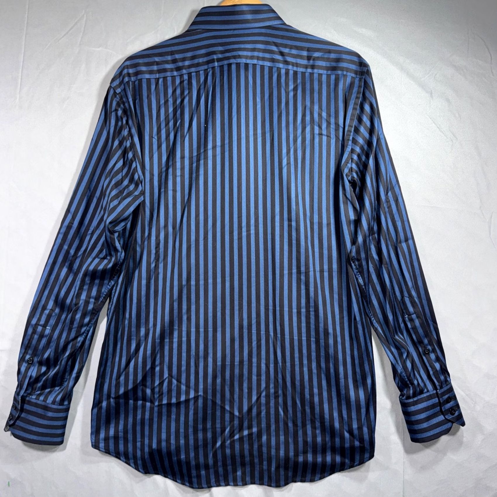 Robert Graham Robert Graham Shirt Mens XL Blue Black Stripe Long Sleeve Button Front Dress Size 46R - 2 Thumbnail