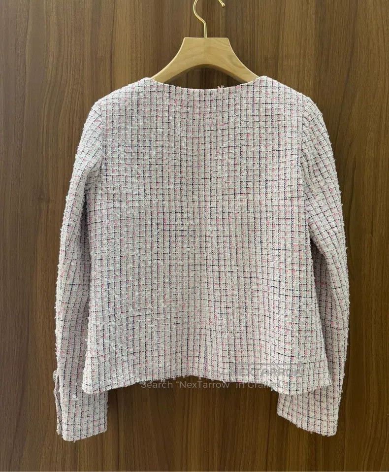 Chanel Chanel Light pink plaid tweed coat Size XS / US 0-2 / IT 36-38 - 2 Thumbnail