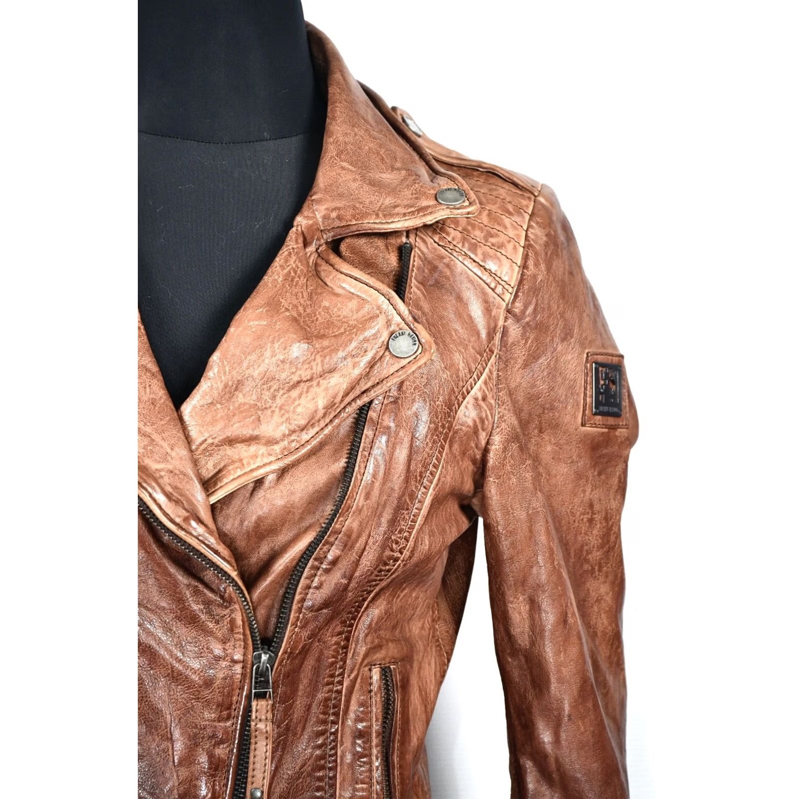 Vintage Freaky Nation Leather Brown Biker Jacket Women's M Jacket Size M / US 6-8 / IT 42-44 - 6 Thumbnail
