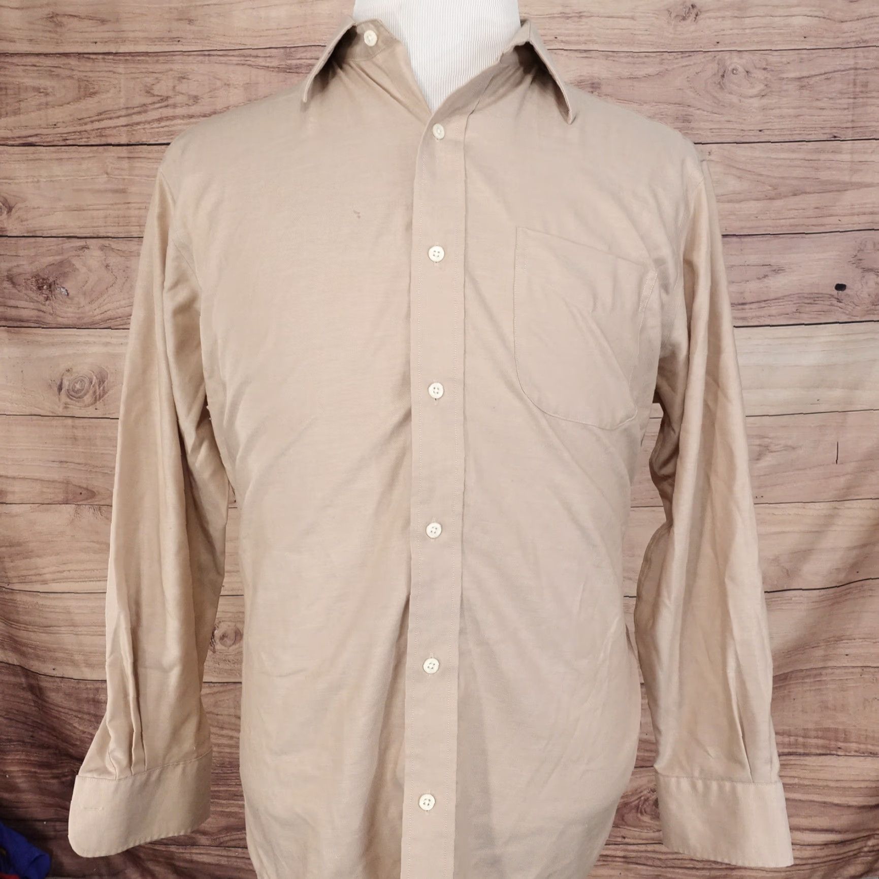 Ralph Lauren Vintage Ralph Lauren Classic Fit Non Iron Brown Dress Shirt Adult Medium 16 Mens Size 42R - 4 Thumbnail