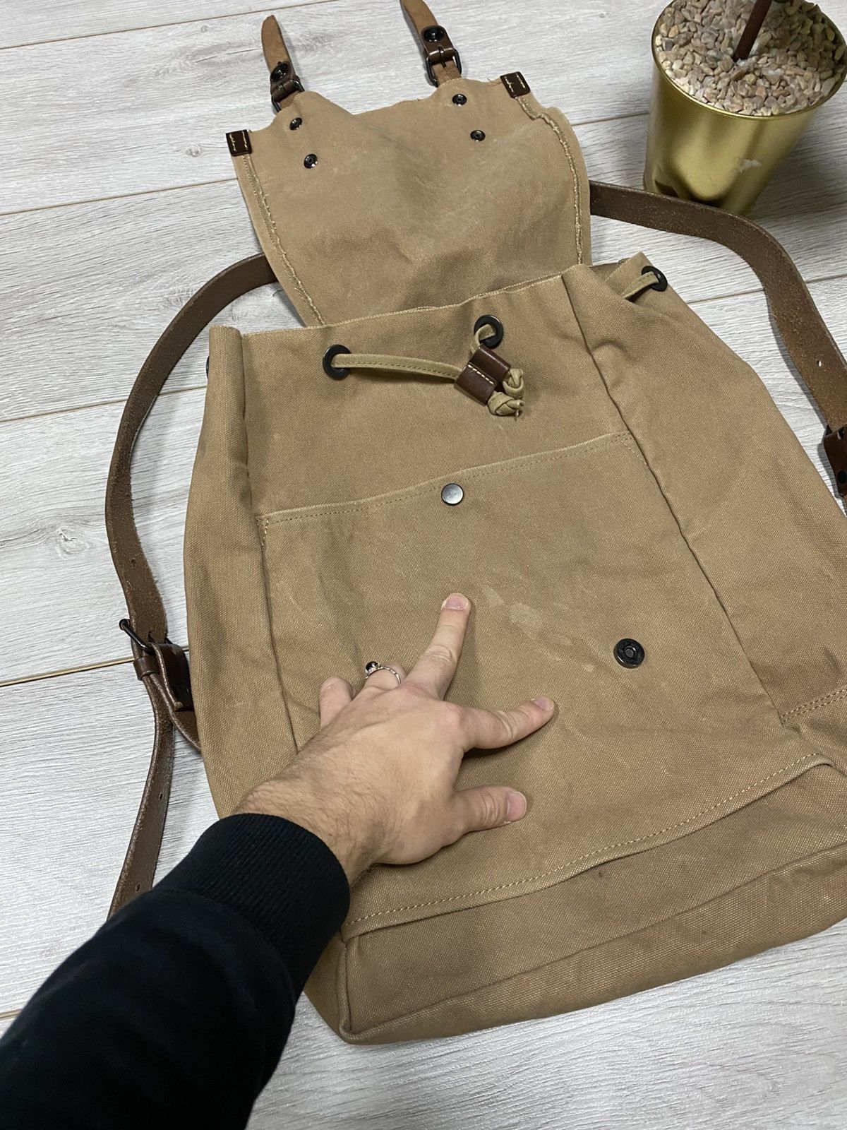 Japanese Brand Vintage Unisex Baggy Port Japan Rucksack Canvas Bagpack Size ONE SIZE - 2 Thumbnail