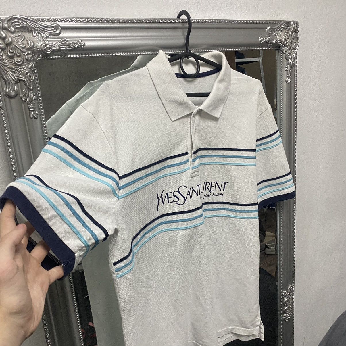 Vintage Vintage YVES SAINT LAUREN Big Logo Polo Shirt Size US M / EU 48-50 / 2 - 4 Thumbnail