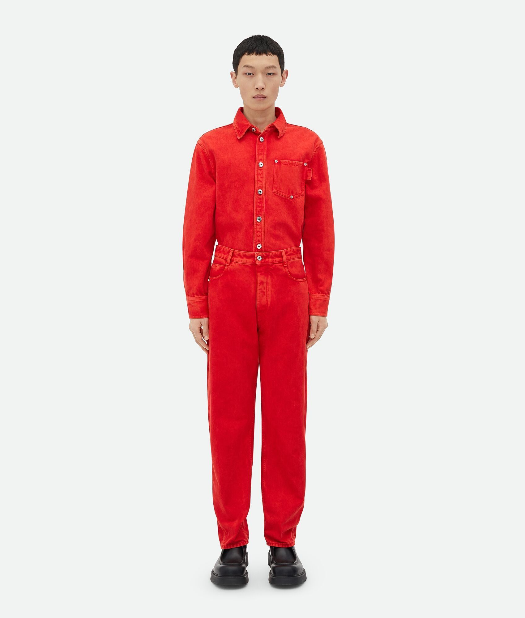 Bottega Veneta o1lf3ng10825 Faded Color Washed Denim Trousers in Red Size US 32 / EU 48 - 1 Thumbnail