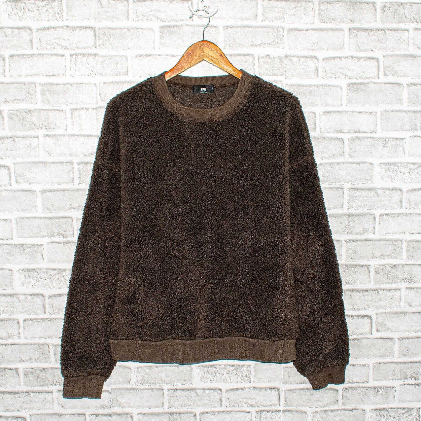 image of Hare Japan Clothing Sherpa Crew Neck Pullover Sweater Brown, Men's (Size Small)