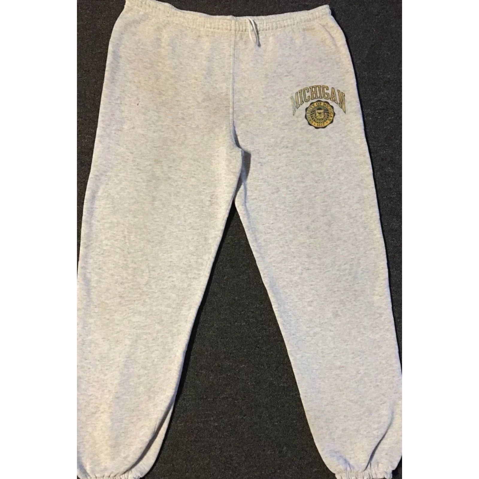 Vintage VINTAGE University Michigan Sweatpants L Gray Activewear Pants Men 80s 90s Grunge College Track & Field USA Wolverines Drawstring Size US 33 - 2 Thumbnail