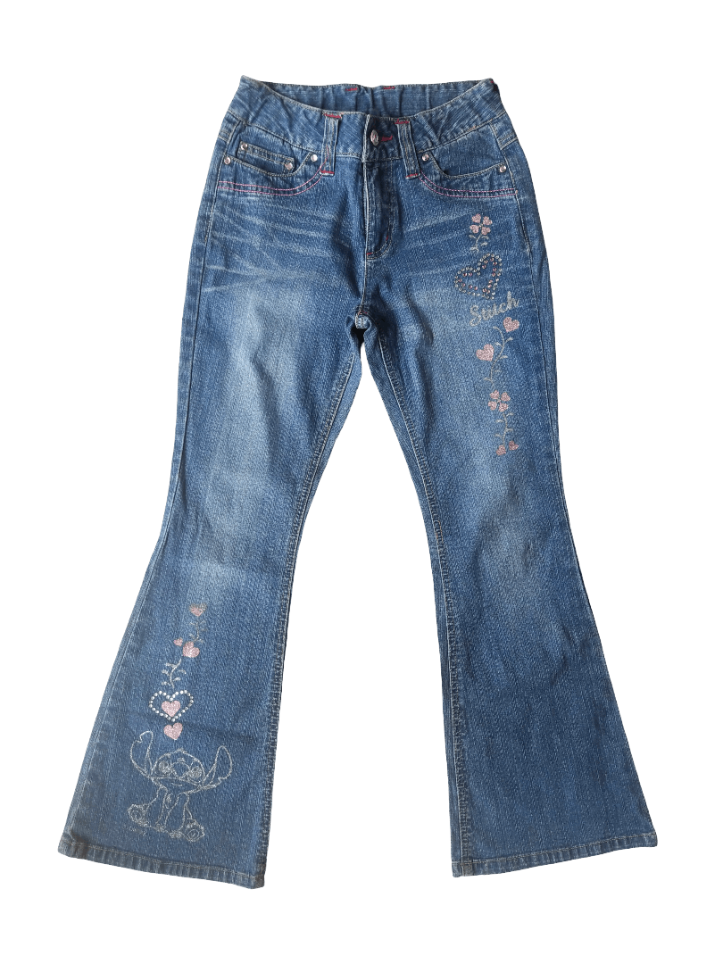 Disney Disney Stitch Flared Jeans Y2K Official Vintage Size 25" / US 0 / IT 36 - 1 Thumbnail