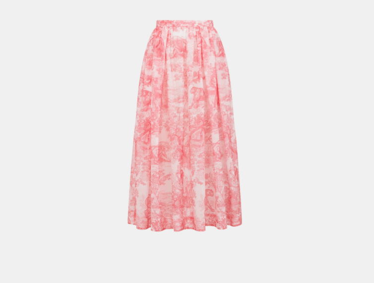 Dior o1w1db10925 441J90 Midi Skirt in White/Candy Pink Size 27" / US 4 / IT 40 - 1 Thumbnail