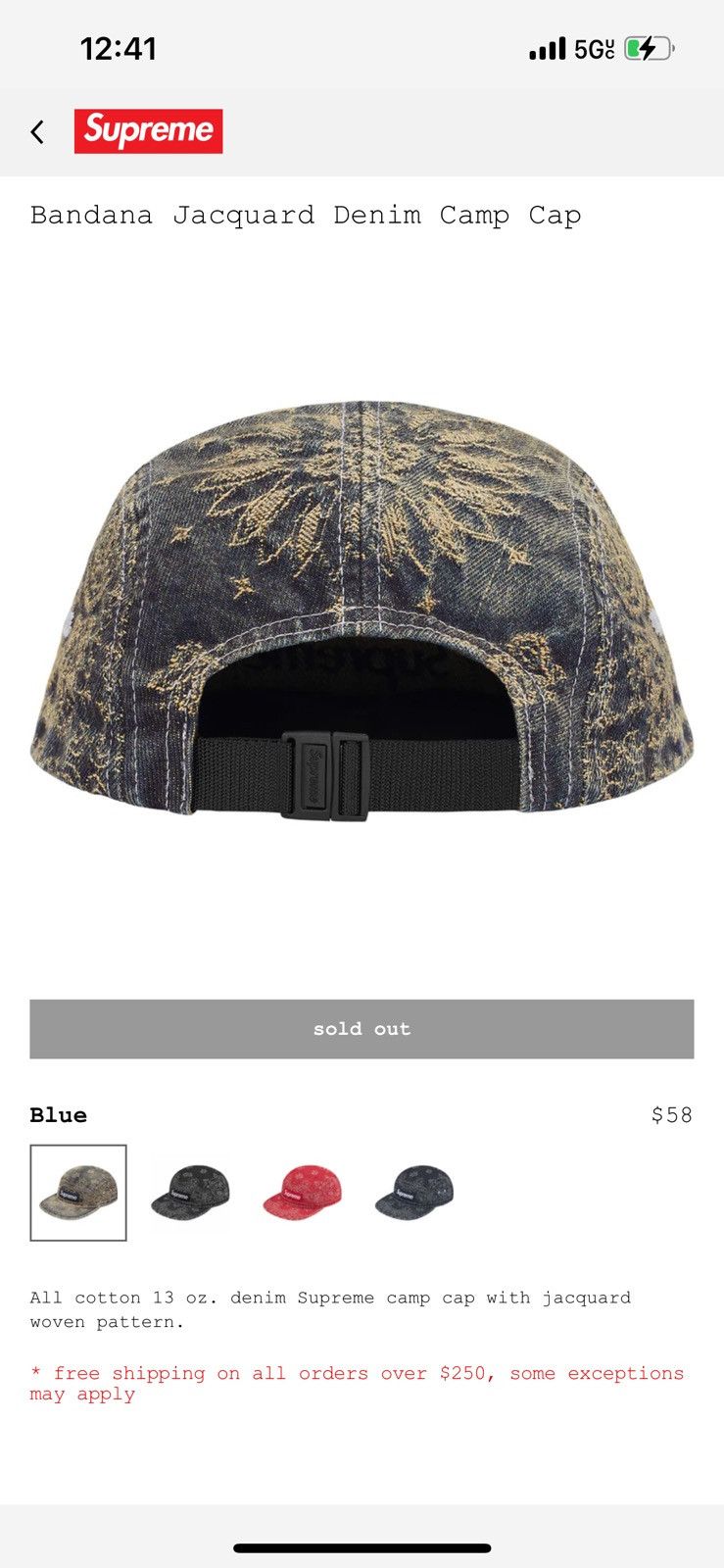Supreme Bandana Jacquard Denim Camp Cap Size ONE SIZE - 2 Thumbnail