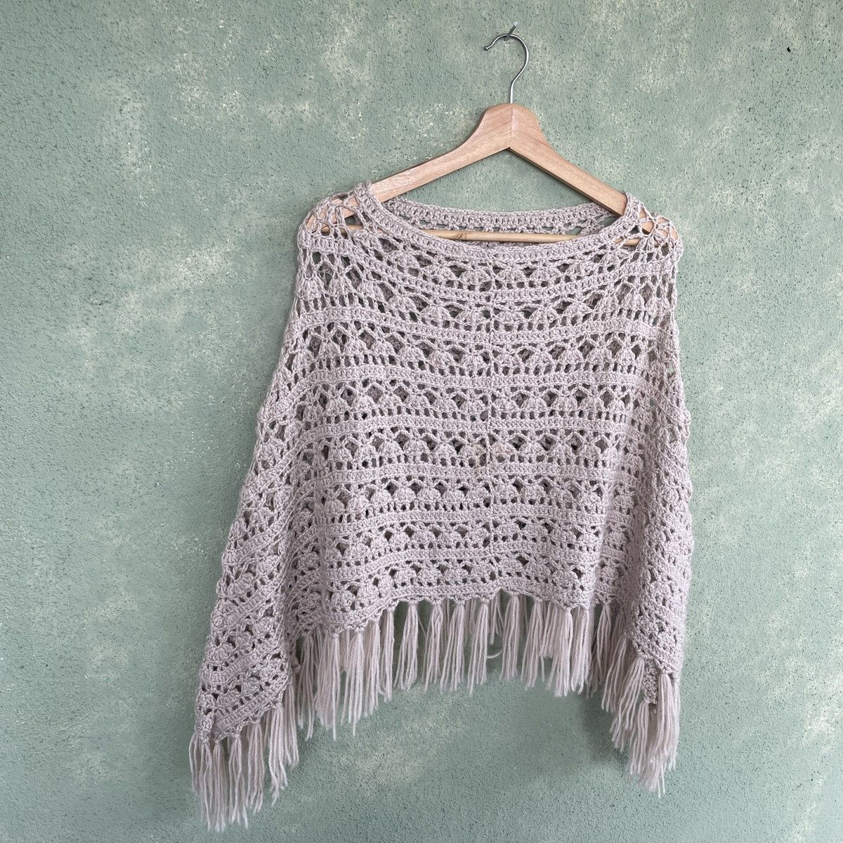 Aran Isles Knitwear Japanese Vintage Knitting Poncho Cable Knitwear Knitted Size US M / EU 48-50 / 2 - 2 Thumbnail
