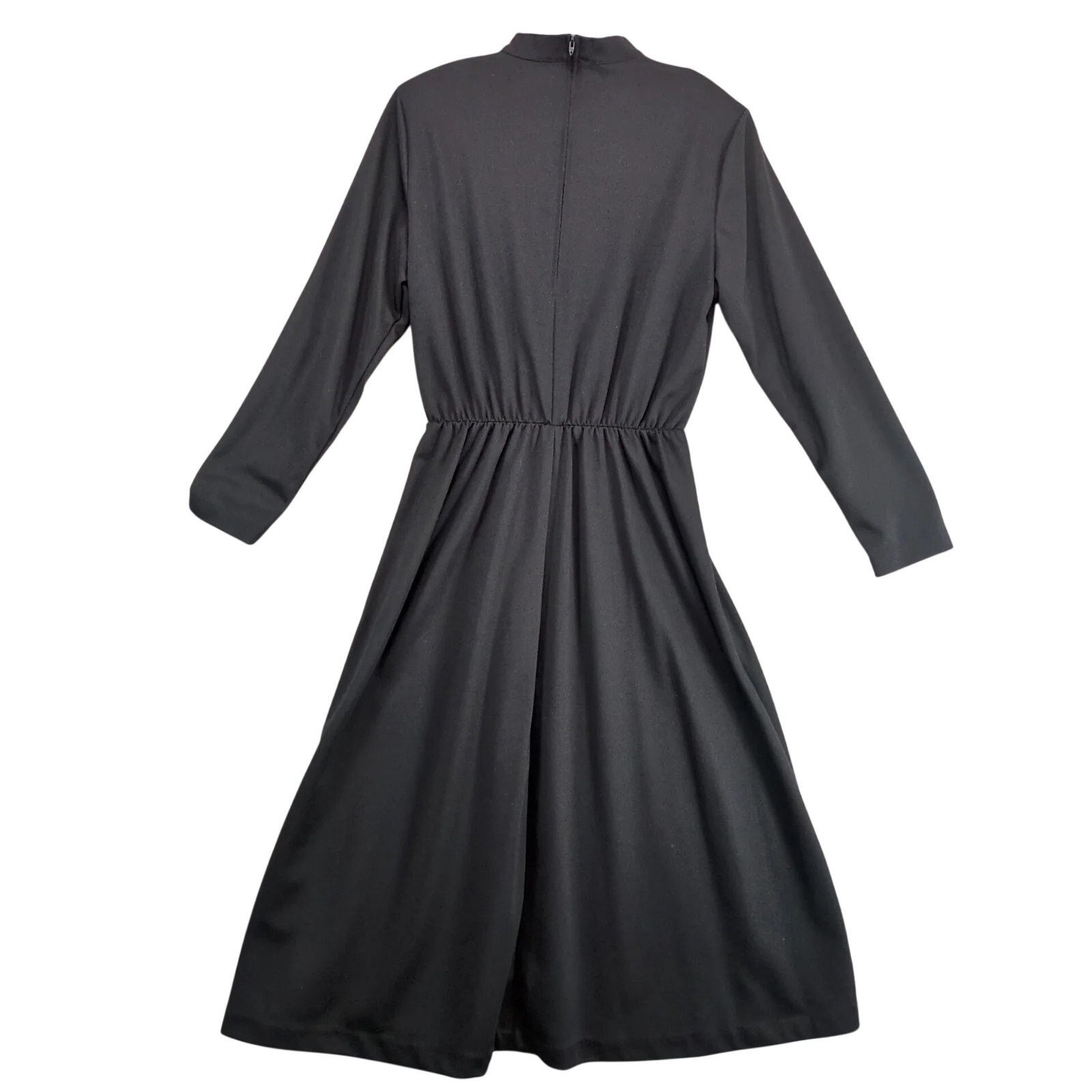 Vintage Philippe-Marcel Black Midi Secretary Day Dress Sz 8 Mockneck Size M / US 6-8 / IT 42-44 - 2 Thumbnail