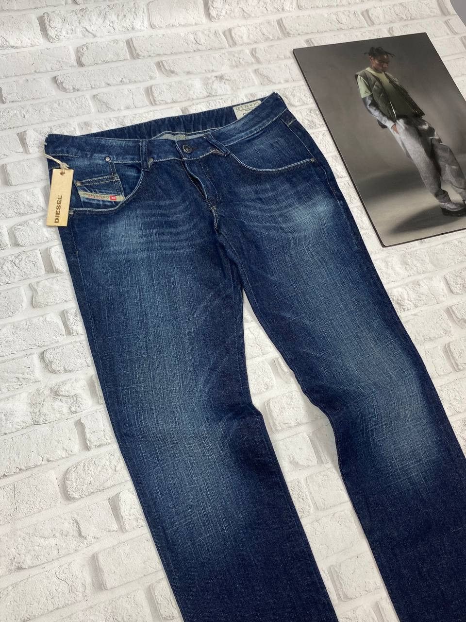 Diesel NEW Diesel Jeans Mens Washed Slim Tapered Zipper Pockets Y2K Size US 31 - 7 Thumbnail