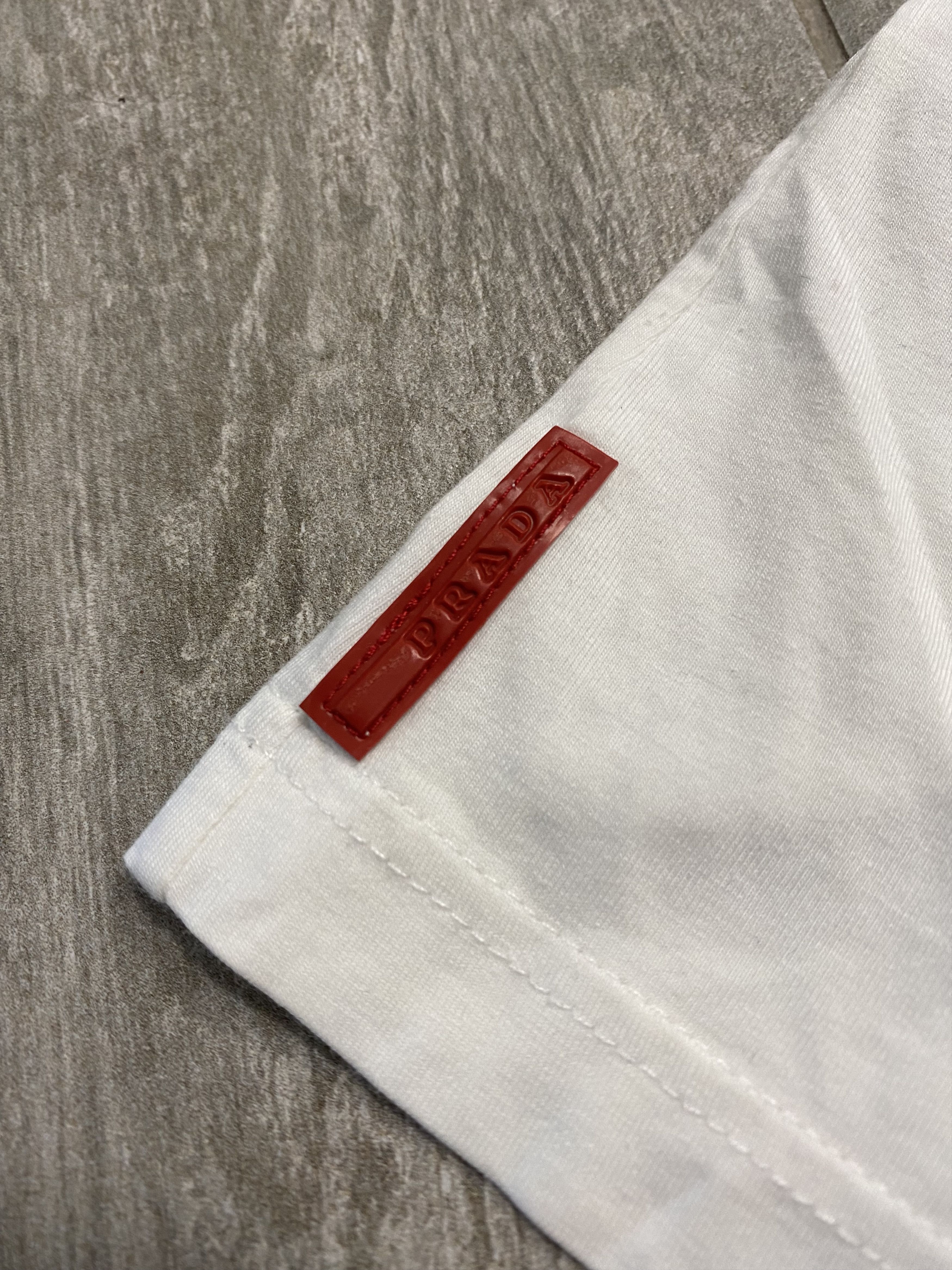 Prada × Vintage Vintage Prada Red Tab Full Zip & Pocket T-Shirt Size L / US 10 / IT 46 - 4 Thumbnail