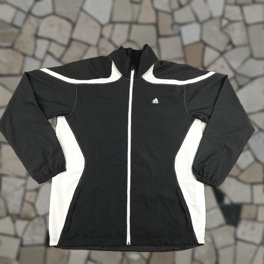 Adidas Adidas Jacket Mens Large Black Windbreaker Zip Full Zip Sports Outdoor Athleisure Soccer Running Track Pockets Windproof Size US L / EU 52-54 / 3 - 1 Thumbnail