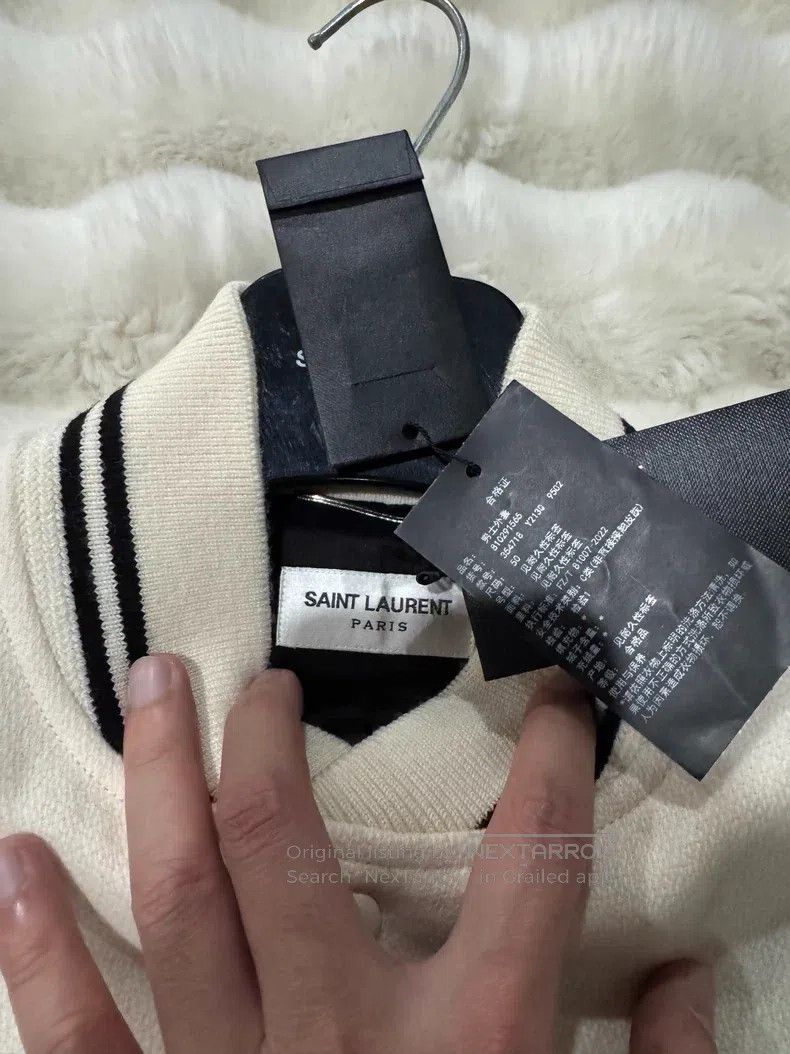Saint Laurent Paris Saint Laurent Paris White Teddy Baseball Jacket Size US M / EU 48-50 / 2 - 2 Thumbnail