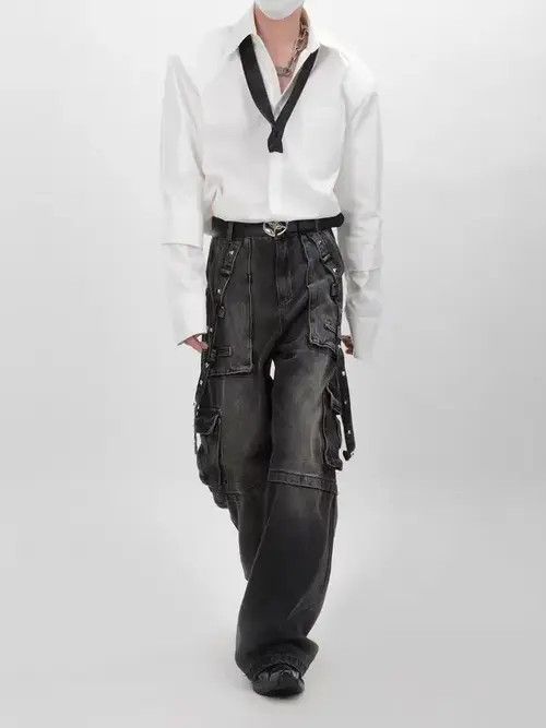 THVM Retro deconstructed punk distressed style heavy-duty jeans Size US 32 / EU 48 - 2 Thumbnail