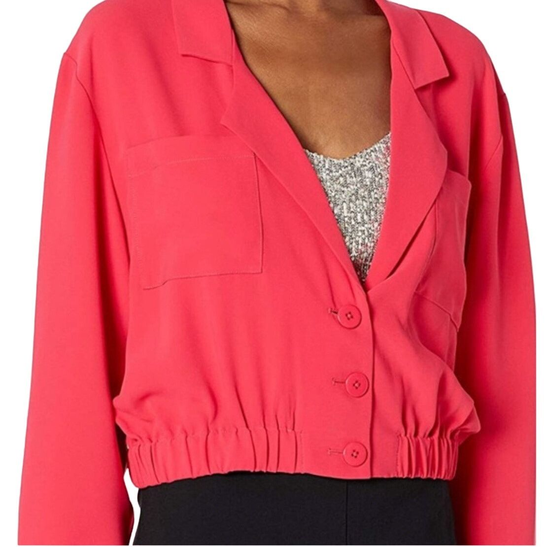 image of Amanda Uprichard Albany Cropped Bomber Jacket Size S NWT in Red, Women's