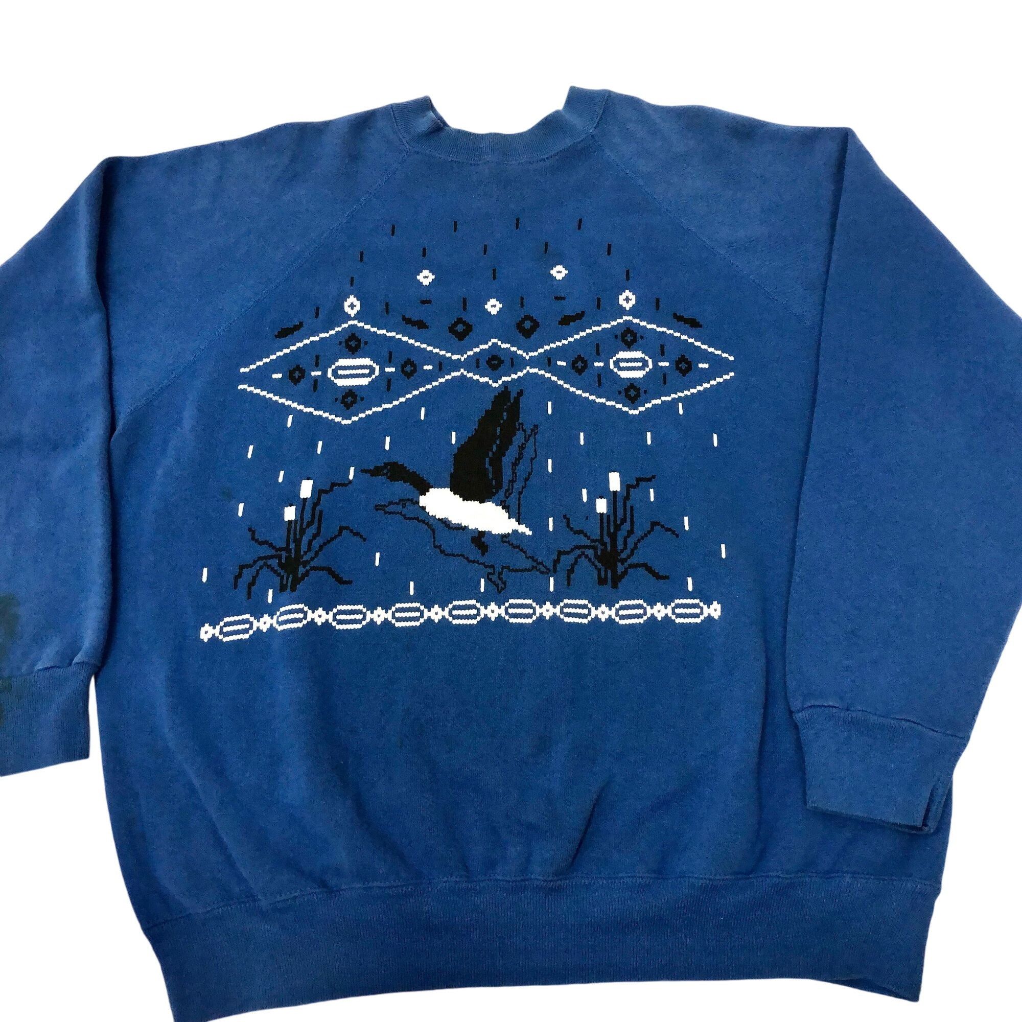 Tultex Vtg Tultex Sweats Winter Snow Storm FLYING DUCK Hat Raglan Size US L / EU 52-54 / 3 - 1 Thumbnail