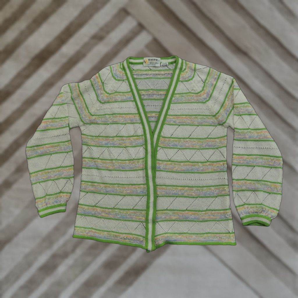Vintage VINTAGE Banff Sweater Cardigan Womens M Green White Gianni Ferri 70s Size M / US 6-8 / IT 42-44 - 1 Thumbnail