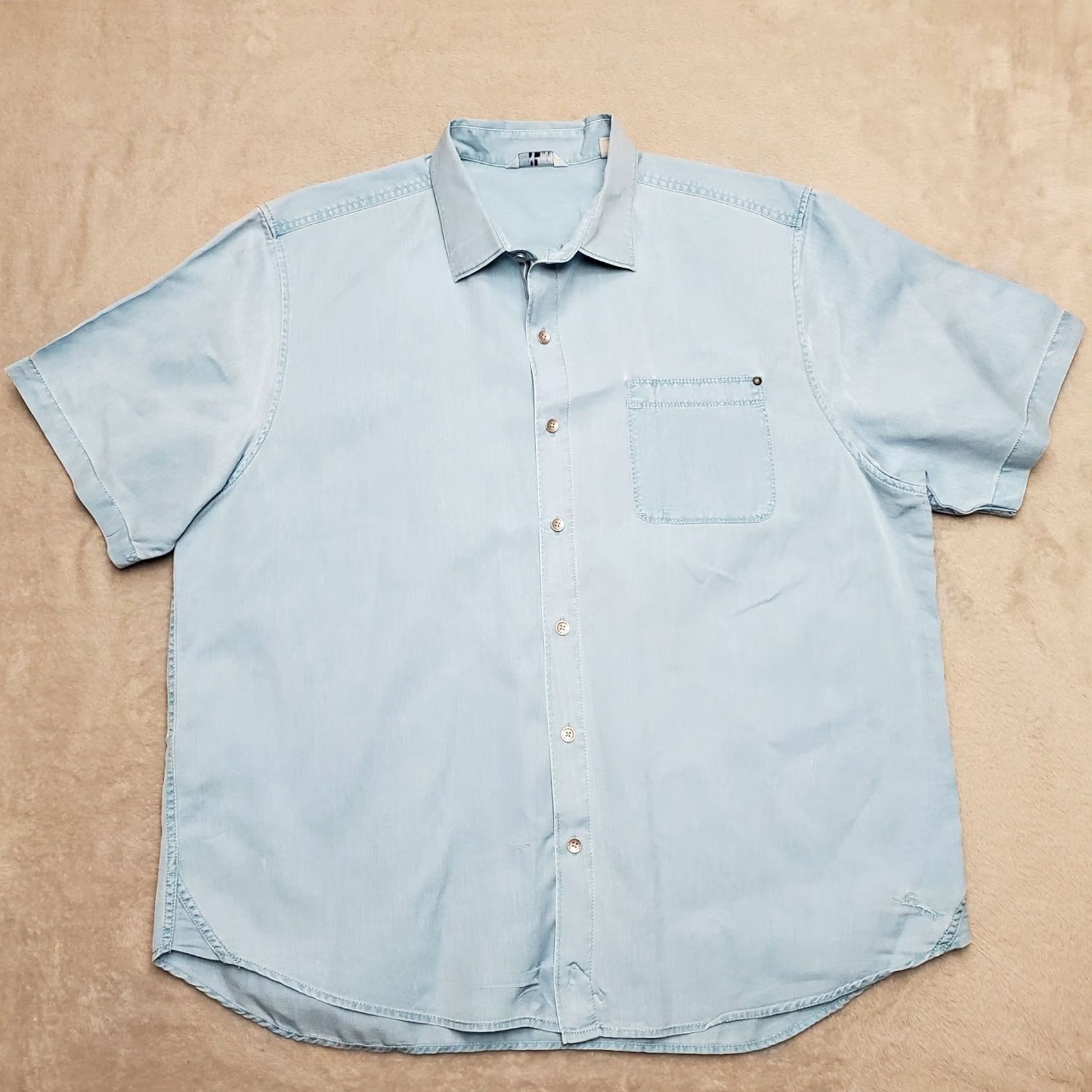 Tommy Bahama Tommy Bahama Shirt Mens XL Blue Tencel Cotton Short Sleeve Button-Up Size US XL / EU 56 / 4 - 7 Thumbnail