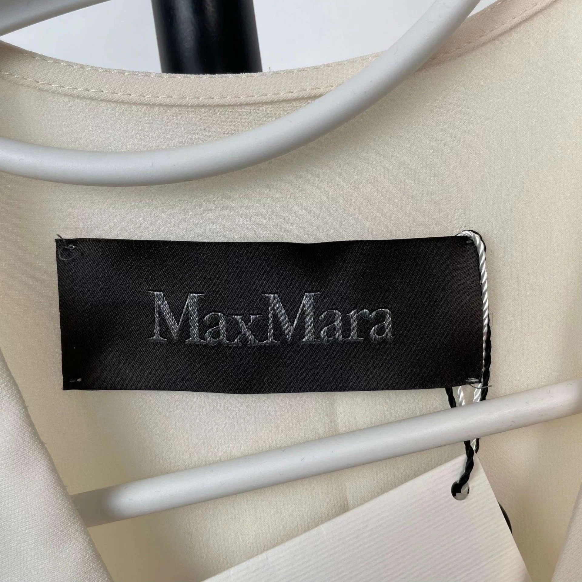 Max Mara Maxmara White Chiffon Top 160/84A Size S / US 4 / IT 40 - 5 Thumbnail