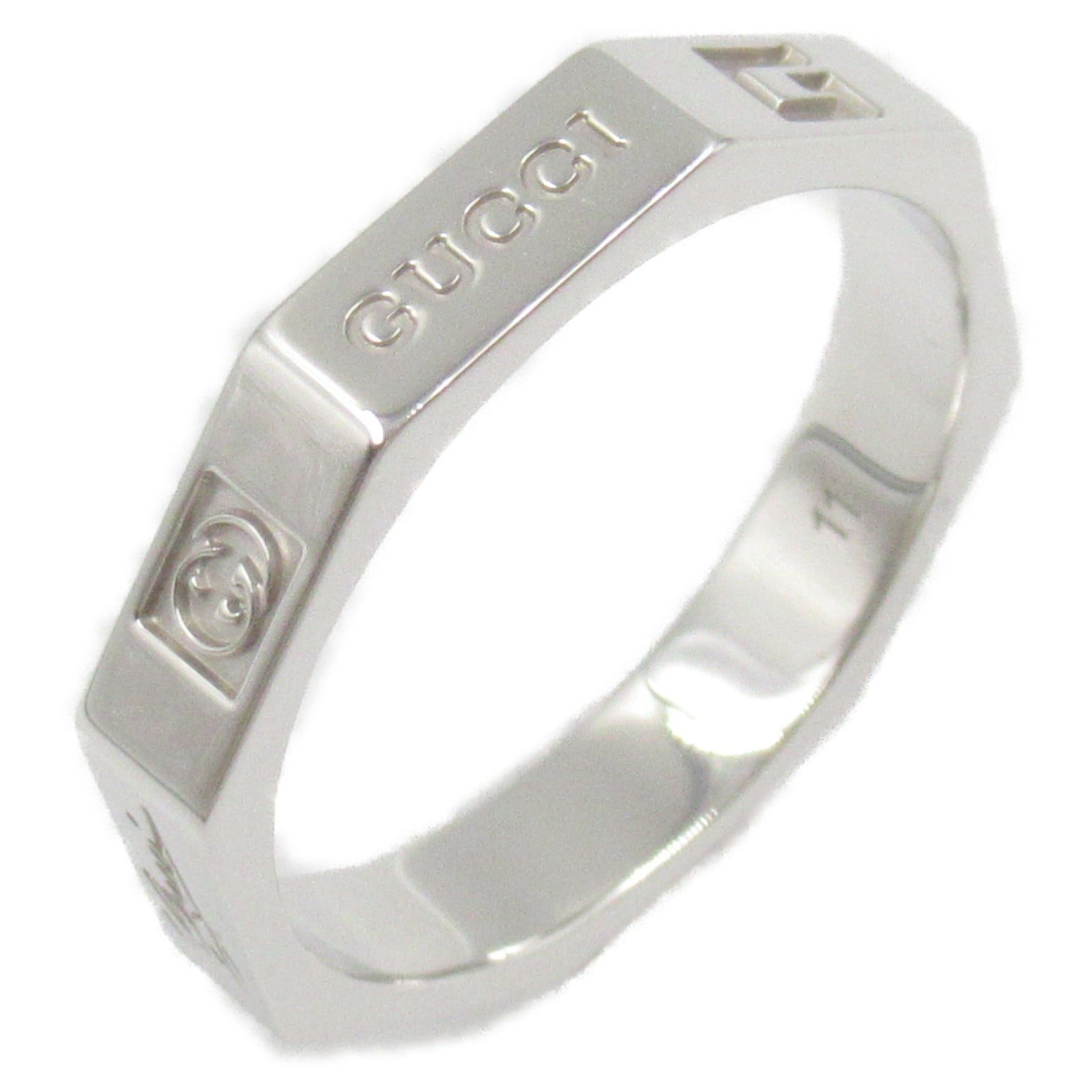 Gucci Gucci Logo Ring K18Wg (White Gold) Silver Size ONE SIZE - 1 Thumbnail