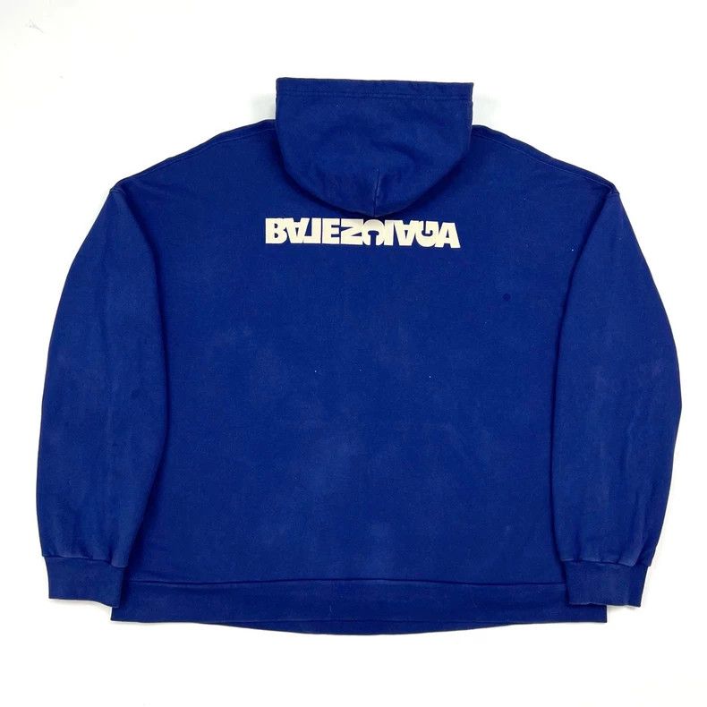Balenciaga Balenciaga Blue embroidery inverted lettering hooded sweat Size US M / EU 48-50 / 2 - 3 Thumbnail