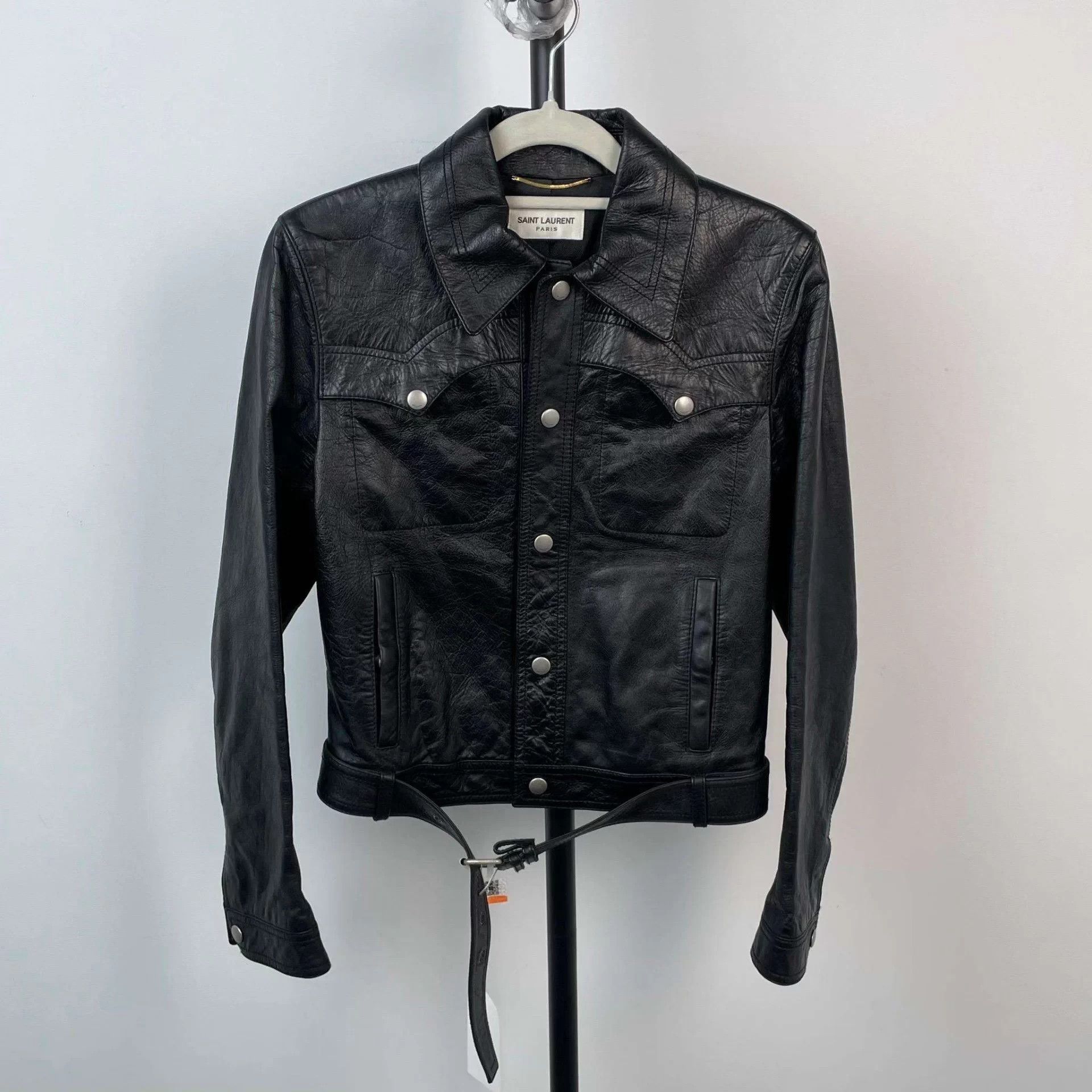 Saint Laurent Paris YSL leather jacket black 160 Size XS / US 0-2 / IT 36-38 - 1 Thumbnail