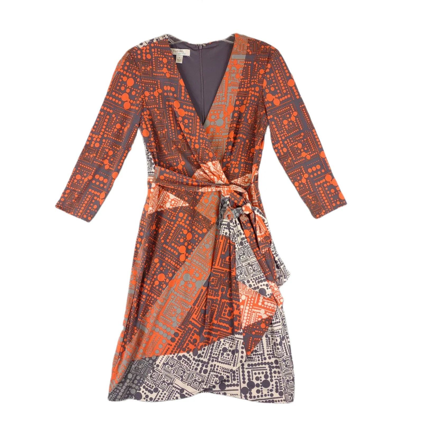Anthropologie IVY & BLU MAGGY BOUTIQUE Geometric Mod Poppy Wrap Dress Size S / US 4 / IT 40 - 1 Thumbnail