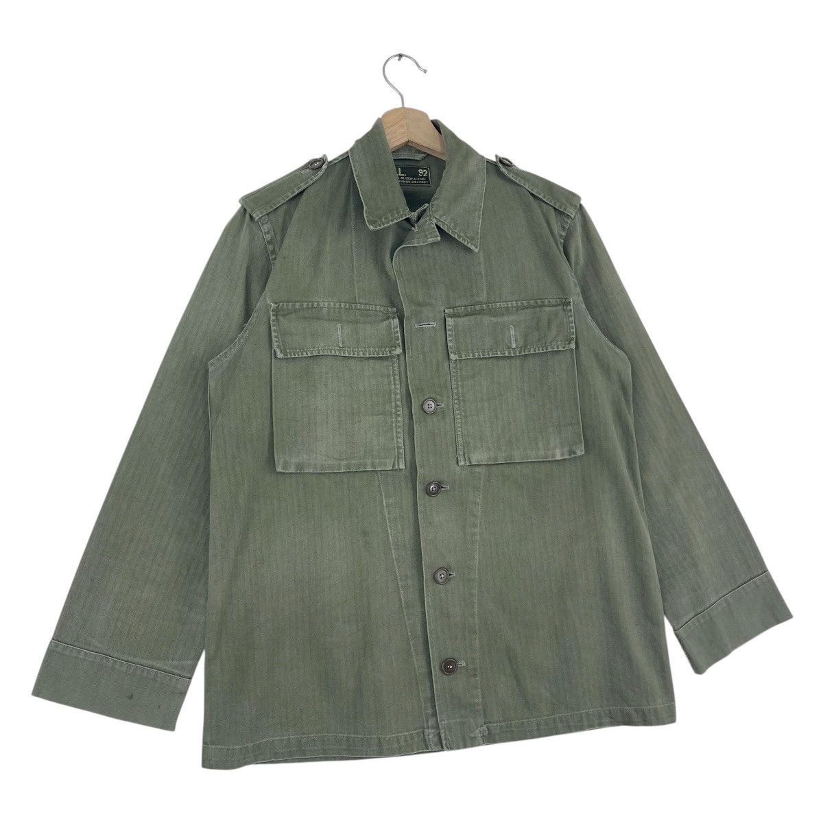 Vintage 50’s Dutch Army Genuine Hbt Herringbone Shirt Jacket Size US M / EU 48-50 / 2 - 3 Thumbnail