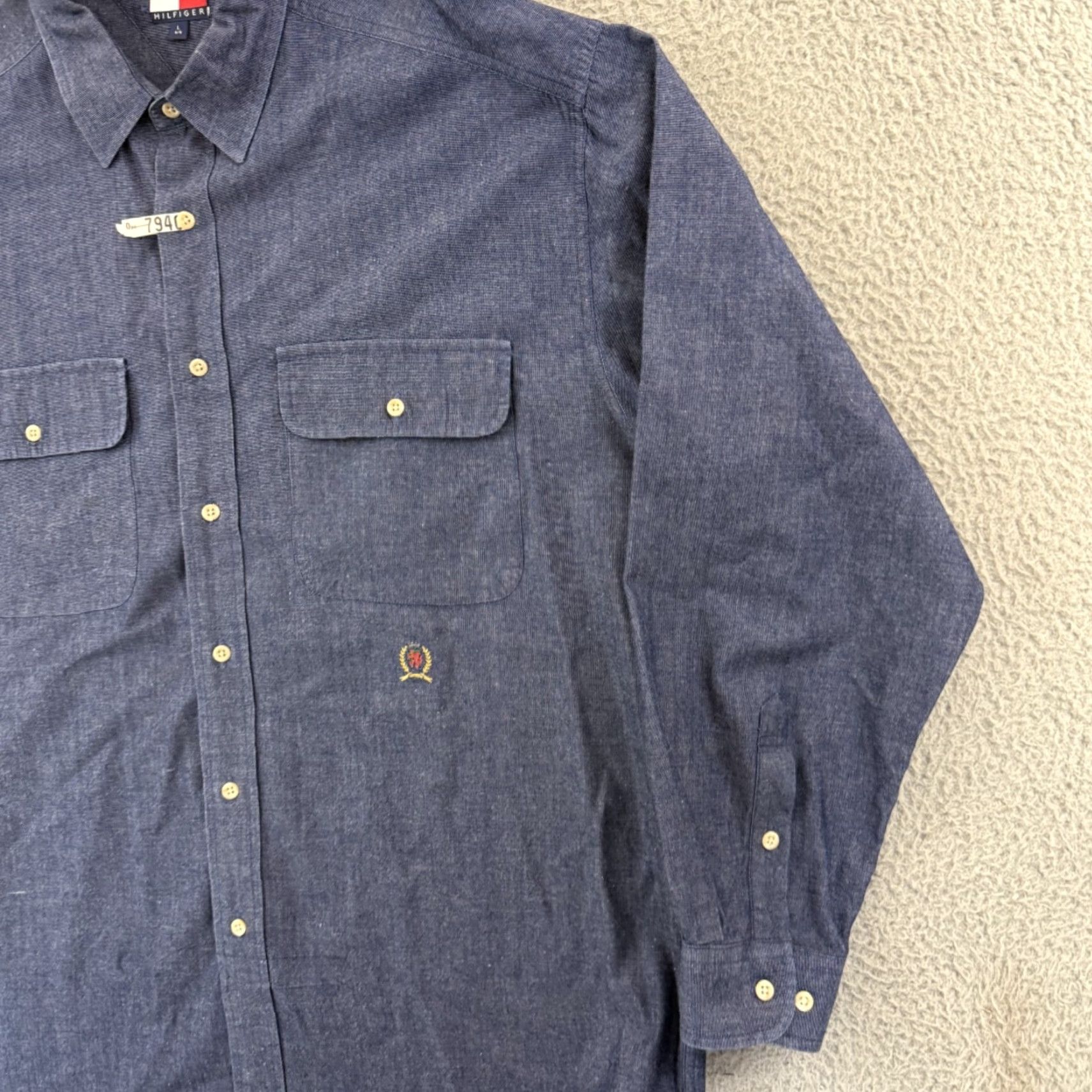 Tommy Hilfiger VINTAGE Tommy Hilfiger Shirt Mens Large Blue Casual Button Up Long Sleeve Preppy Size US L / EU 52-54 / 3 - 5 Thumbnail