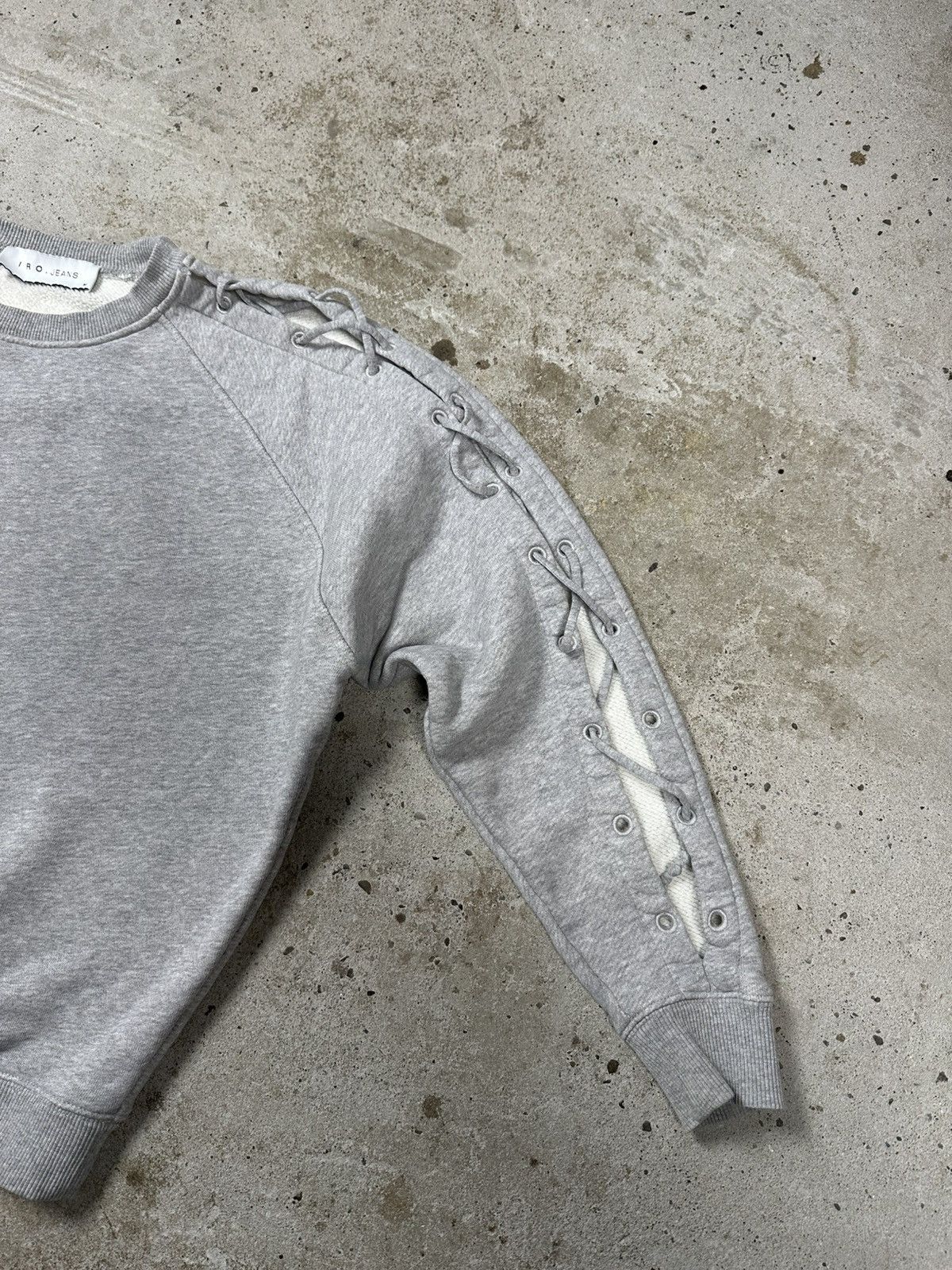 Iro × Japanese Brand Iro Jeans Lace up Sleeves Grey Crewneck Sweatshirt Size US M / EU 48-50 / 2 - 5 Thumbnail