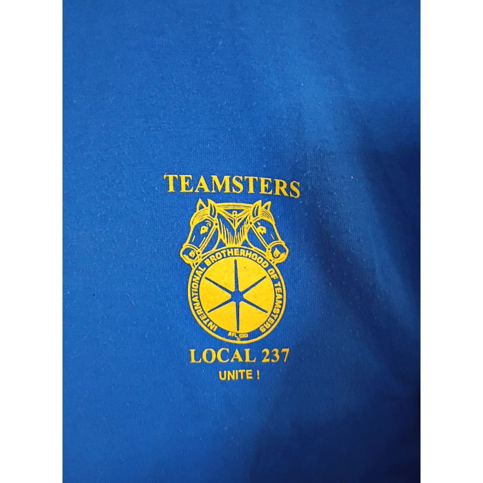 Vintage VINTAGE Teamsters Local 237 Unite Union T-shirt Men's Large USA Blue 50/50 Platinum Plus Short Sleeve Size US L / EU 52-54 / 3 - 2 Thumbnail