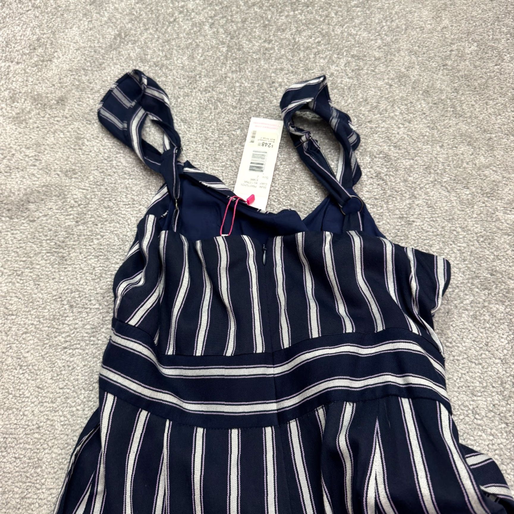 Parker Parker Myers Jumpsuit Multi Stripe Wide Leg Navy Lace Up Sleeveless Womens 2 NWD Size 26" / US 2 / IT 38 - 4 Thumbnail