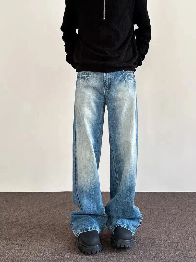 Japanese Brand Street hip-hop faded pan-color straight wide-leg jeans Size US 30 / EU 46 - 3 Thumbnail