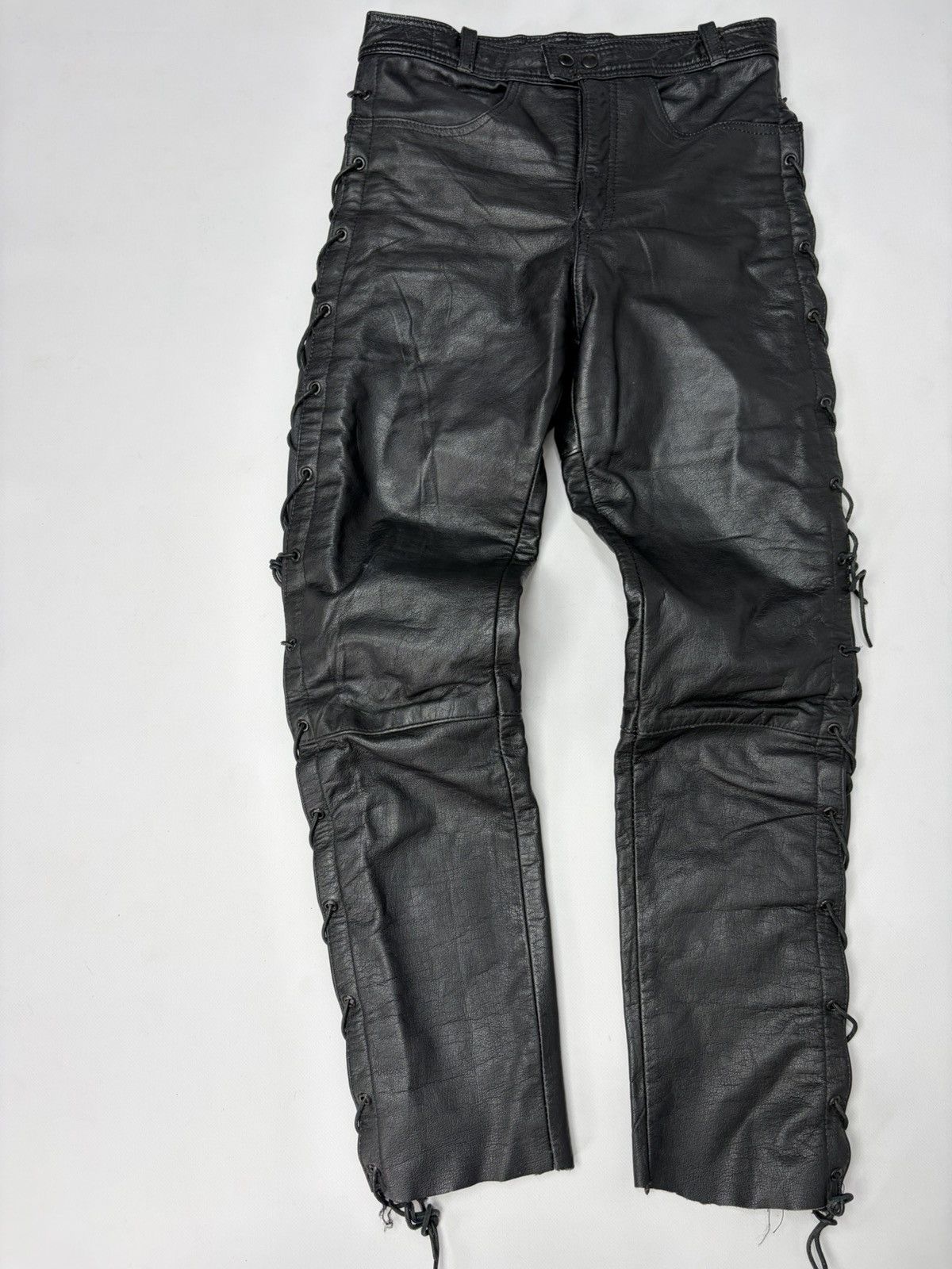 Hedi Slimane 🔥 Vintage Leather Pants 00s Italian Rock Noir Archive Grunge Size US 29 - 9 Thumbnail