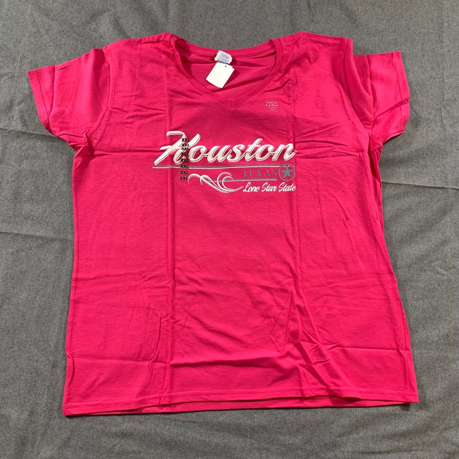Gildan Houston Pink Shirt Women 2XL Casual T Shirt Ladies Size XXL / US 16-18 / IT 52-54 - 1 Thumbnail