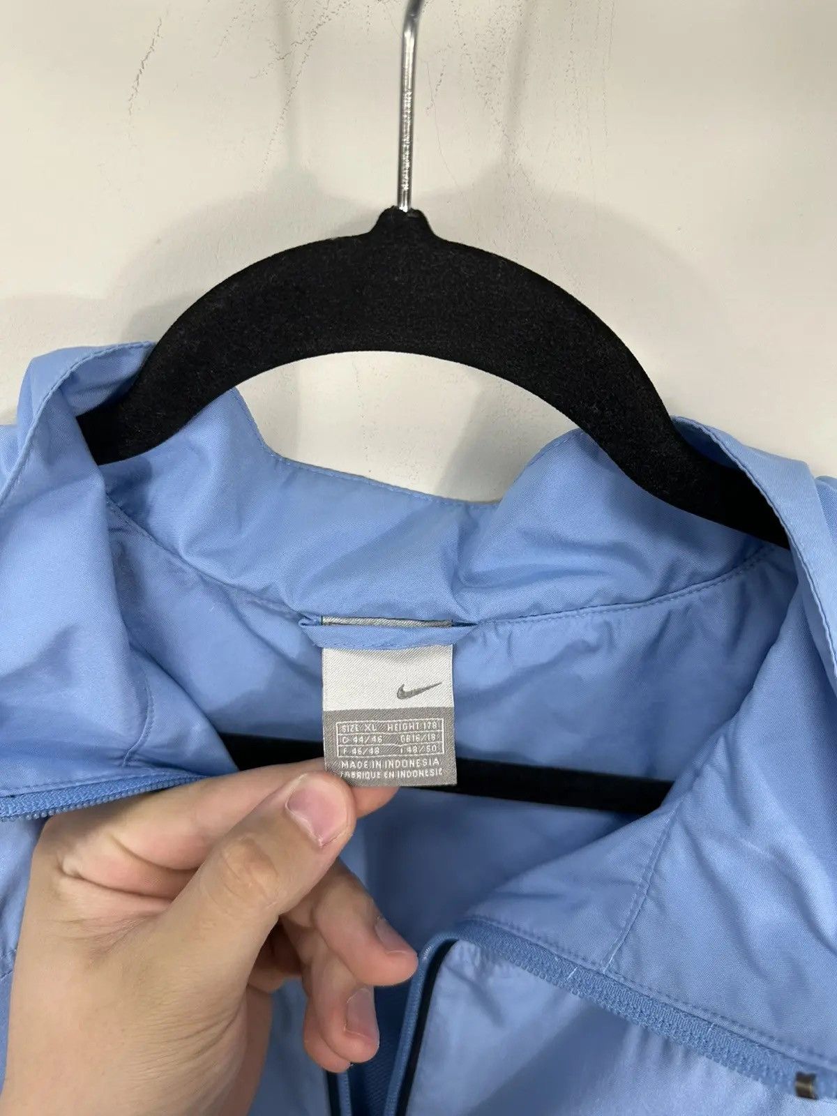 Nike × Vintage Vintage Nike Y2K Light Blue Swoosh Hype Retro Drill Jacket Size US XL / EU 56 / 4 - 7 Thumbnail