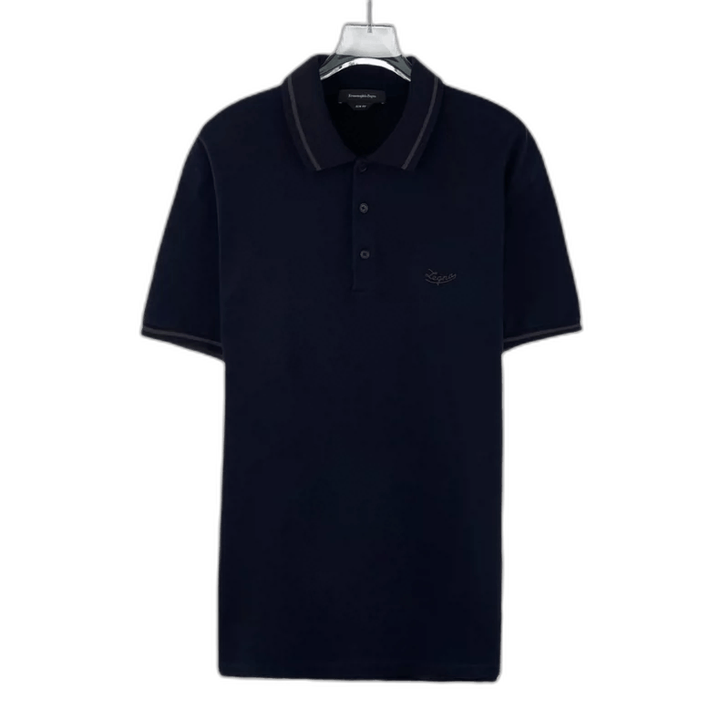 Ermenegildo Zegna Ermenegildo Zegna Navy Cotton Polo Shirt Size US L / EU 52-54 / 3 - 1 Thumbnail