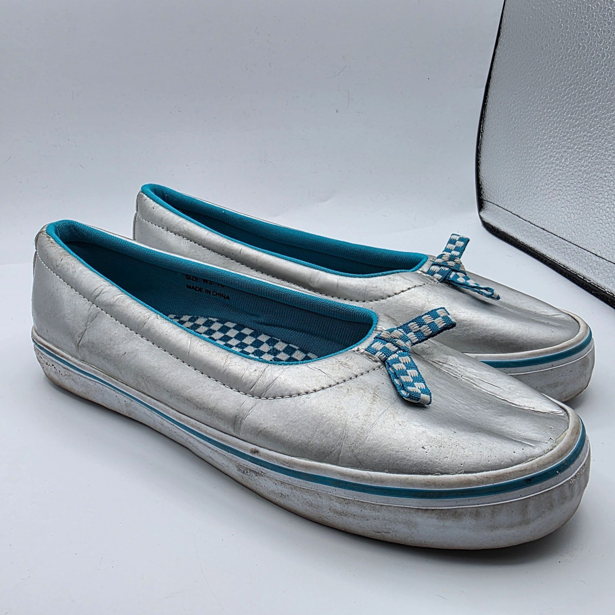 Vans Vans X David & Goliath Womens Size 10 Silver Flat Slip On Sh Size US 10 / IT 40 - 1 Thumbnail
