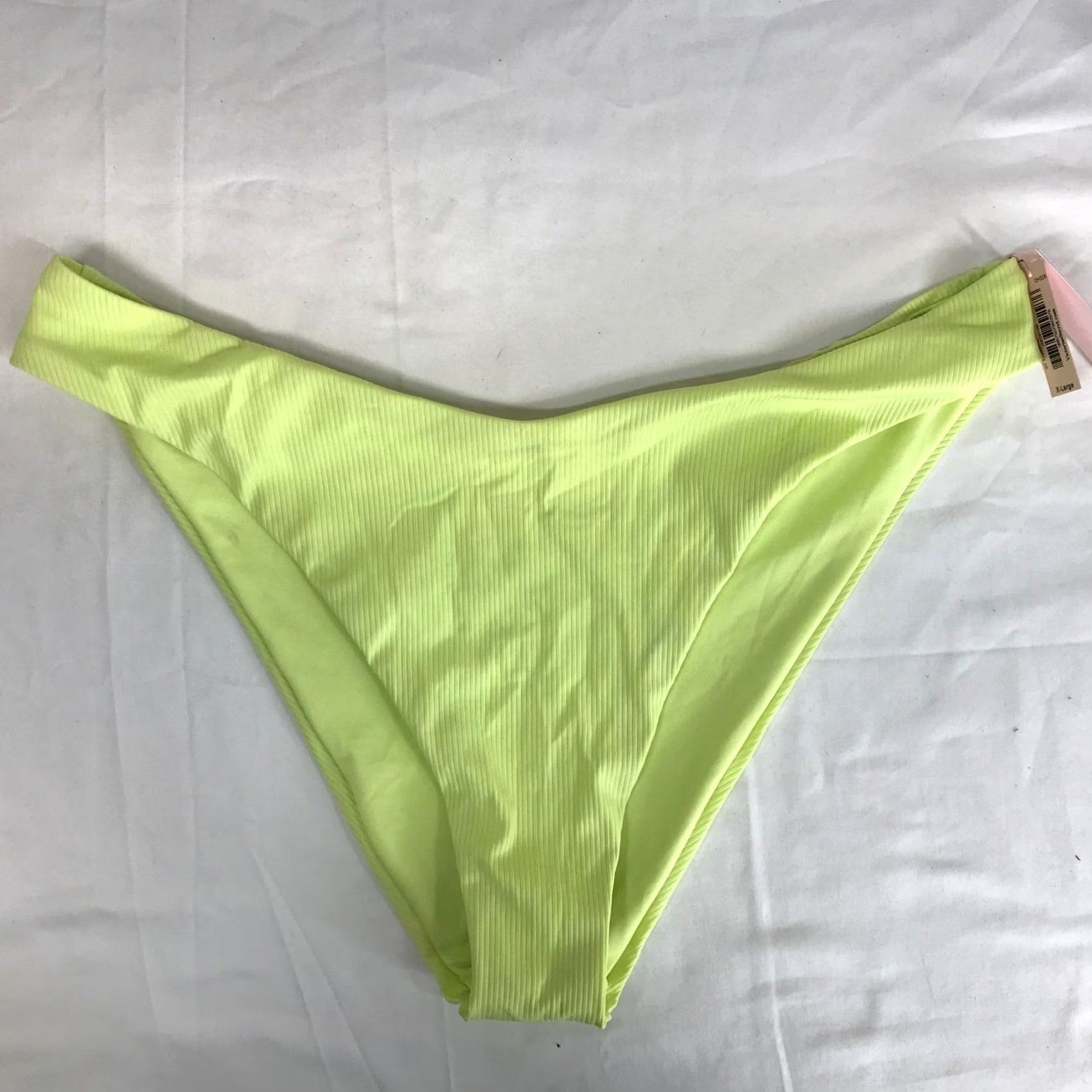 Victoria's Secret VINTAGE Victoria's Secret Ribbed High Cut Cheeky Bikini Bottom Neon Lime Green XL NWT Size 40" / US 18 - 3 Thumbnail