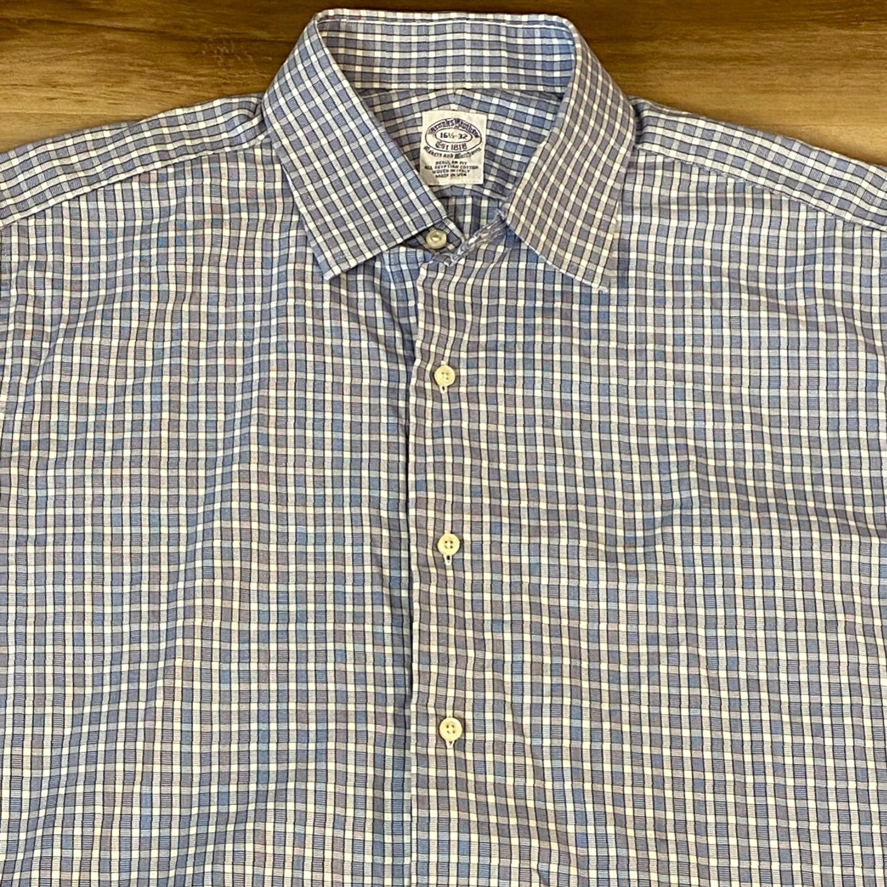 Brooks Brothers VINTAGE Brooks Brothers Makers Shirt Mens 16.5-32 Blue Plaid 80s USA Button Up Dress Shirt Size US XL / EU 56 / 4 - 2 Thumbnail