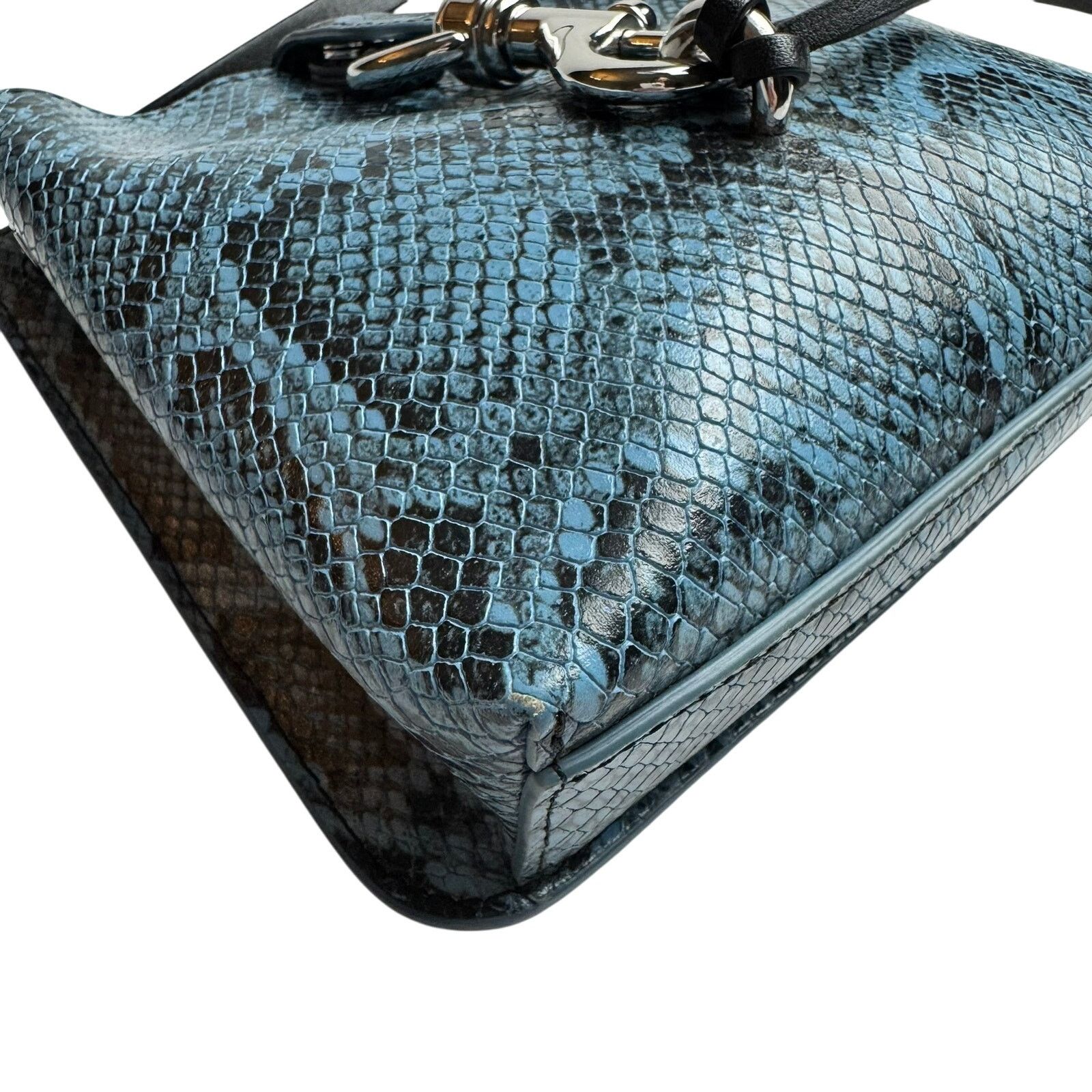 Rebecca Minkoff REBECCA MINKOFF 248 Megan Mini Blue Python Leather Feed Bag Size ONE SIZE - 4 Thumbnail