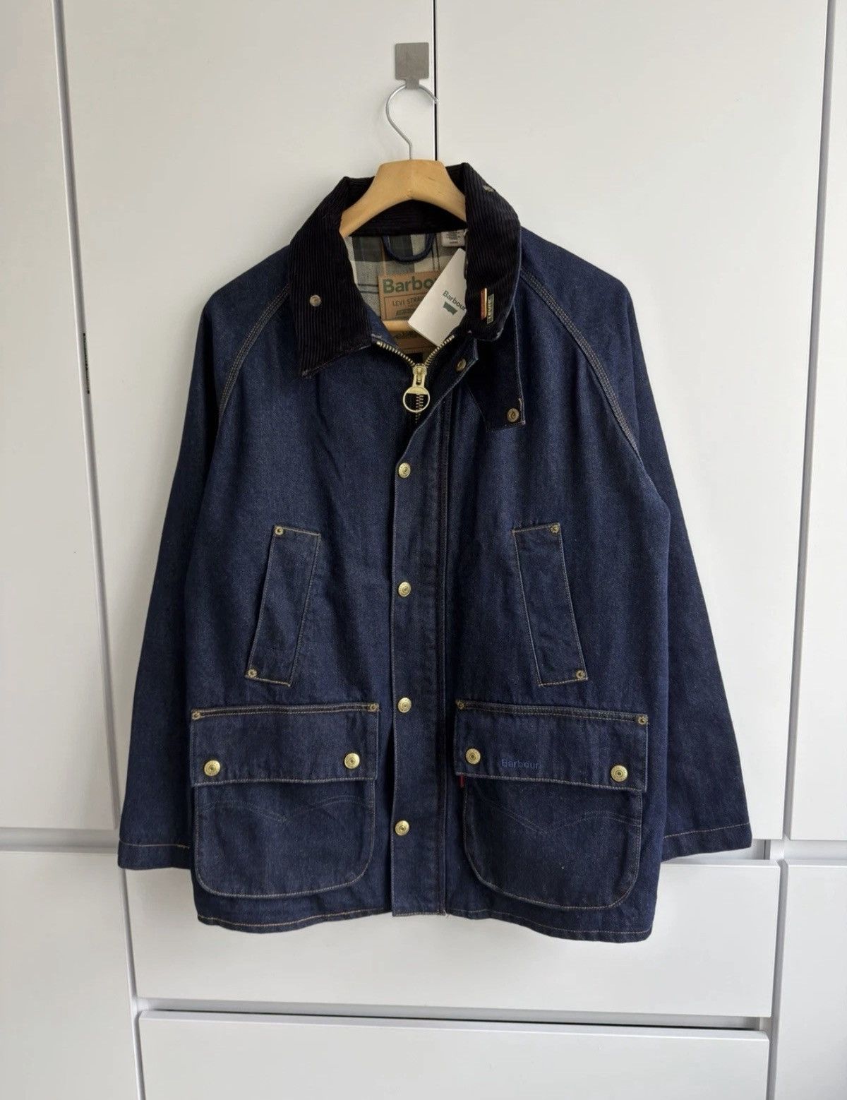 Barbour Levi's x Barbour Oversized Bedale Denim Jacket Blue Men's