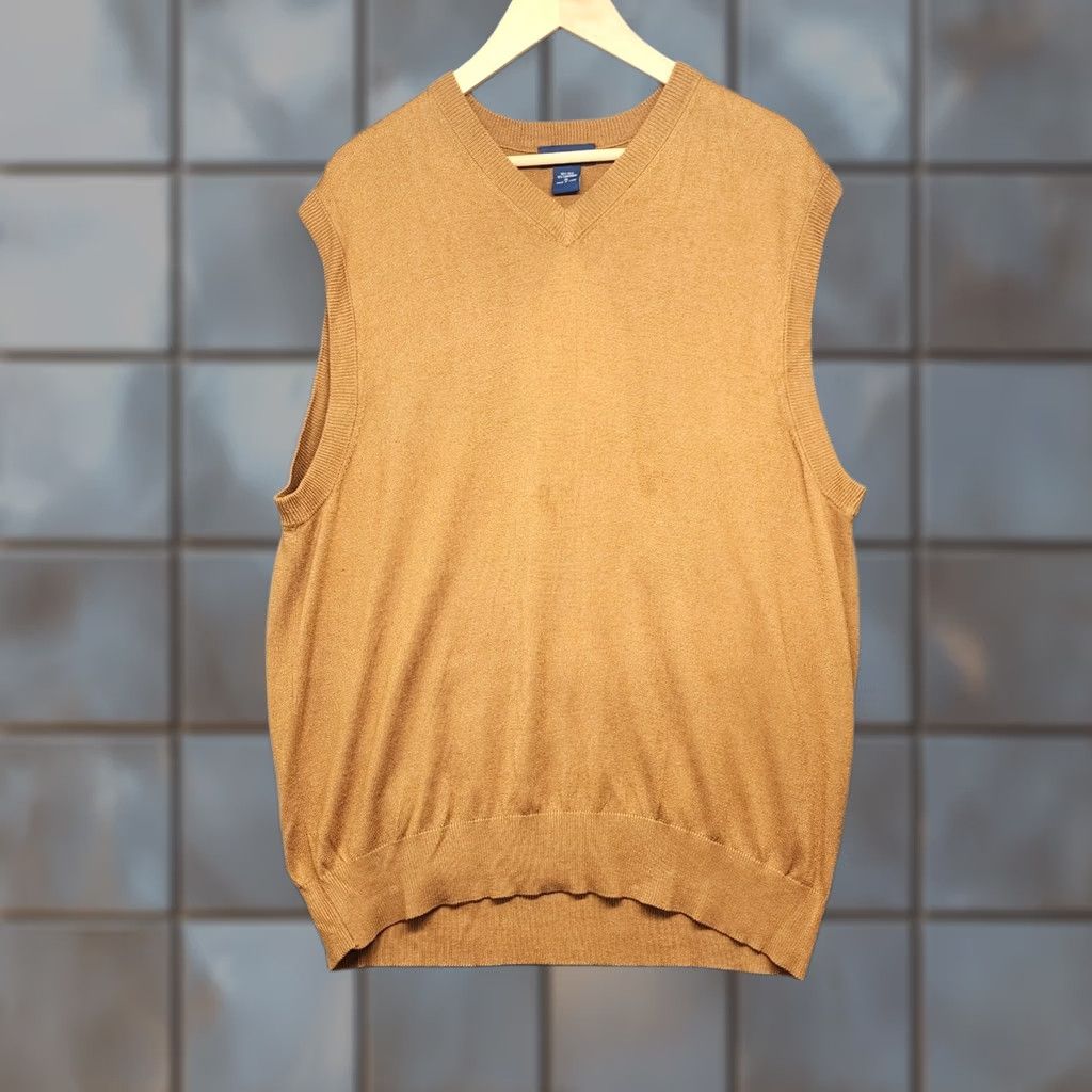 Vintage Paul Fredrick Sweater Vest Mens XL Brown Silk Cashmere Vest V-Neck Sleeveless Knit Slim Fit Mens Fall Winter Size US XL / EU 56 / 4 - 1 Thumbnail