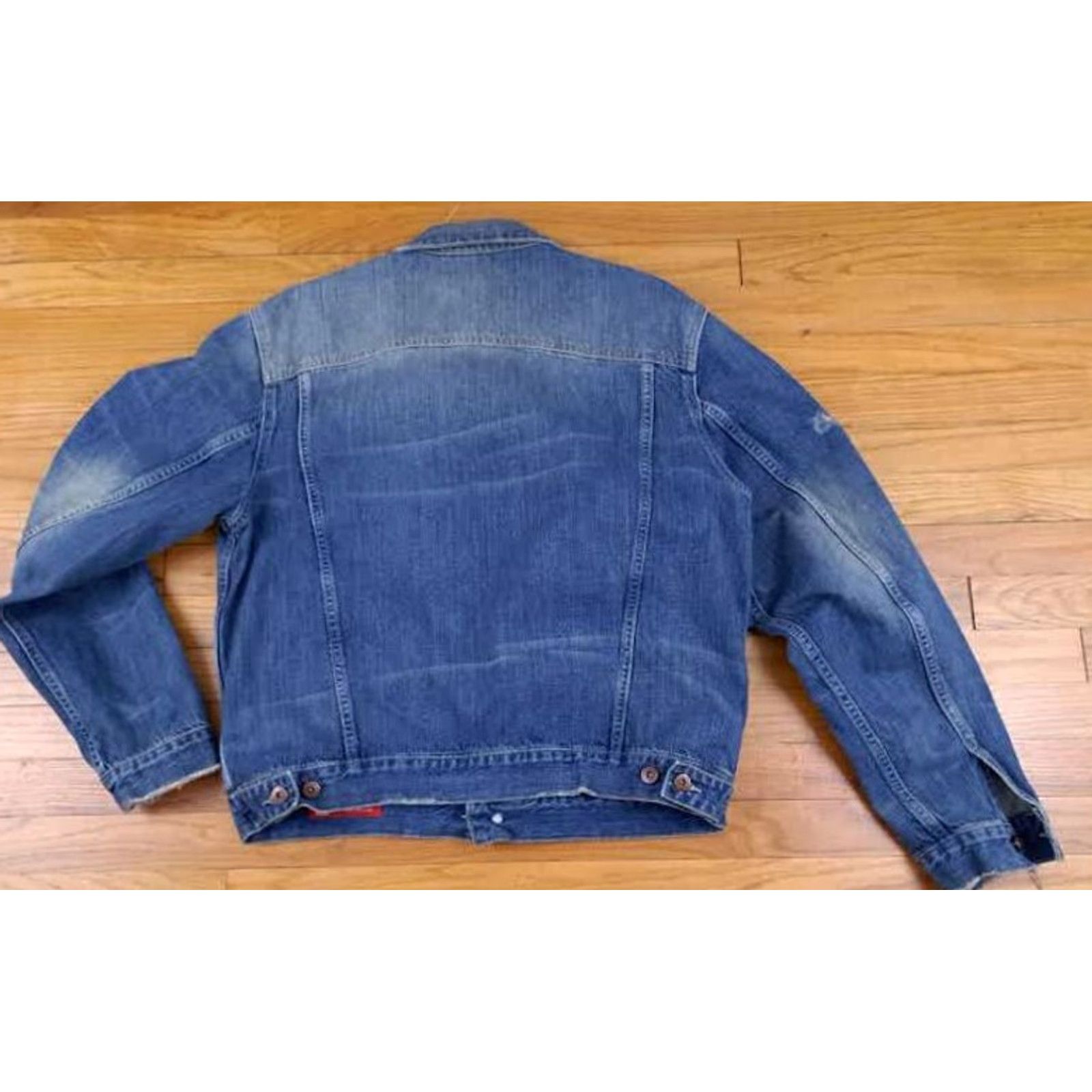 X-LARGE VINTAGE Denim Laboratory X2 Blue Jeans Bomber Jacket XL Men Blue Denim bom ber Jacket Size US 36 / EU 52 - 6 Thumbnail