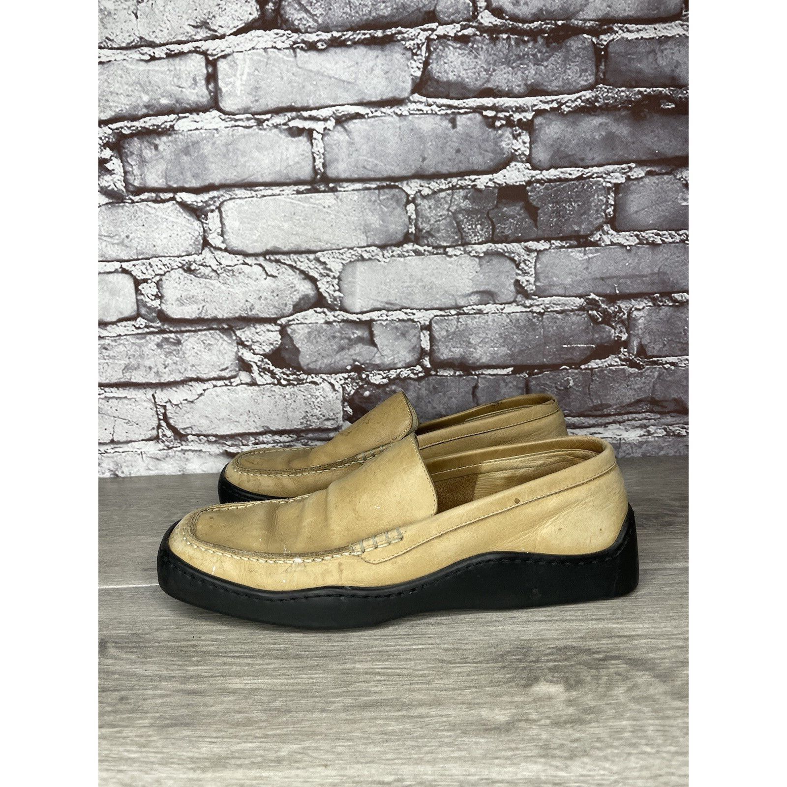 Other Duccio Del Duca Tan Leather Square Toe Wedge Designer Loafer Size US 8.5 / IT 38.5 - 19 Thumbnail