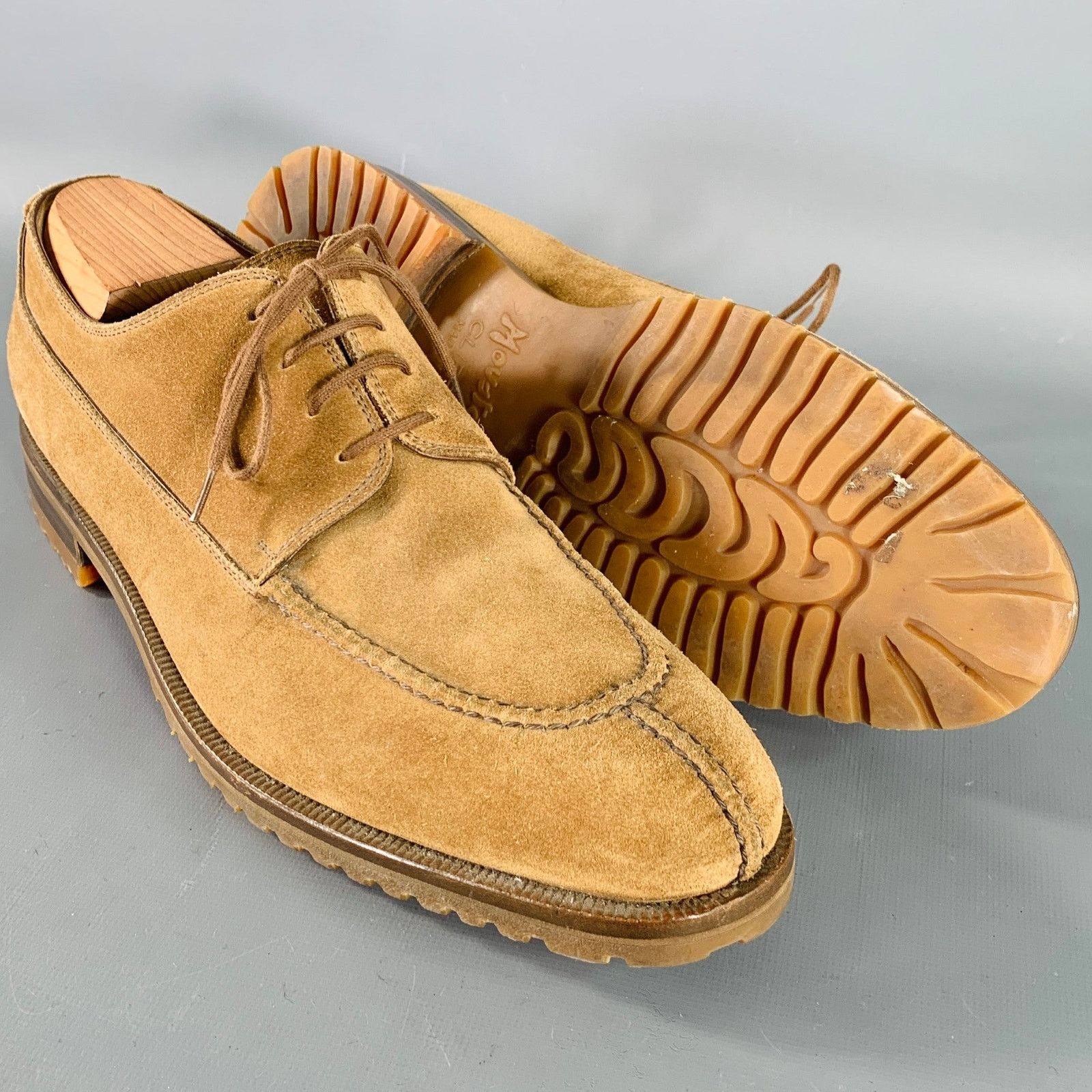 Gravati GRAVATI Size 12 Tan Suede Split Toe Derby Lace-Up Shoes Size US 12 / EU 45 - 5 Thumbnail