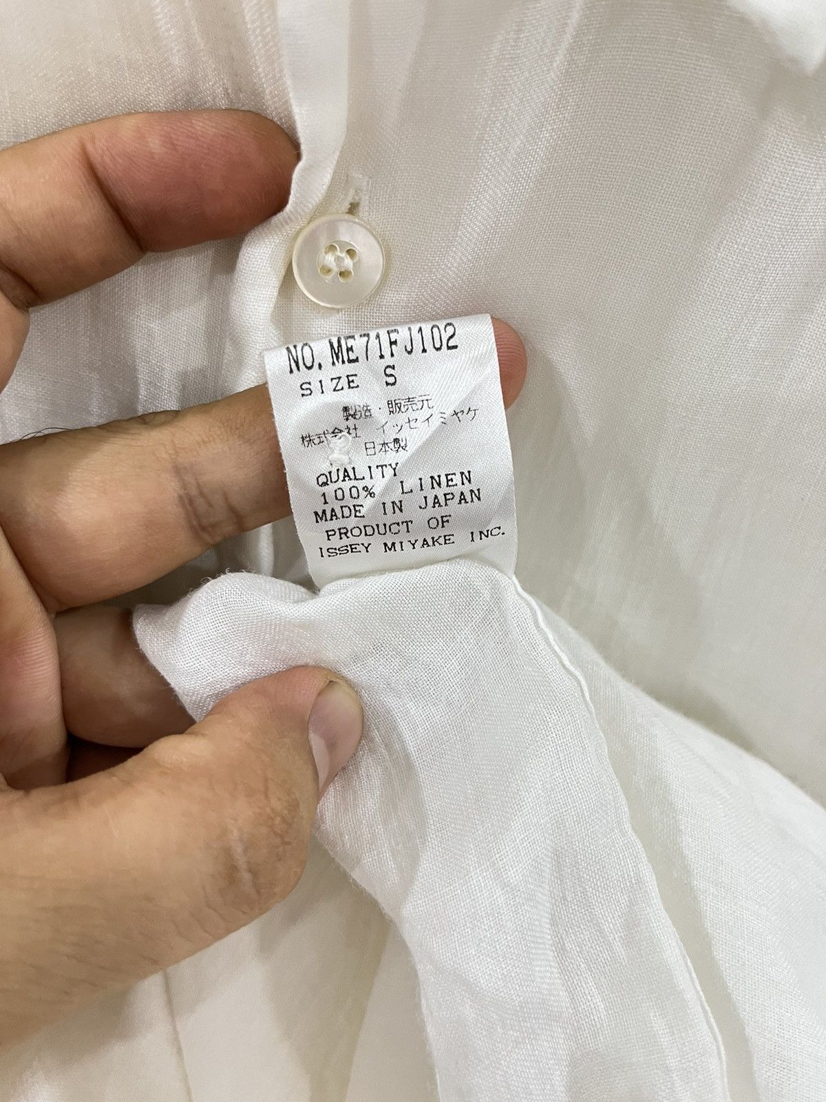 Issey Miyake × Japanese Brand × Vintage Issey Miyake Button Up White Long Sleeve 100% Linen Shirt Size US S / EU 44-46 / 1 - 10 Thumbnail