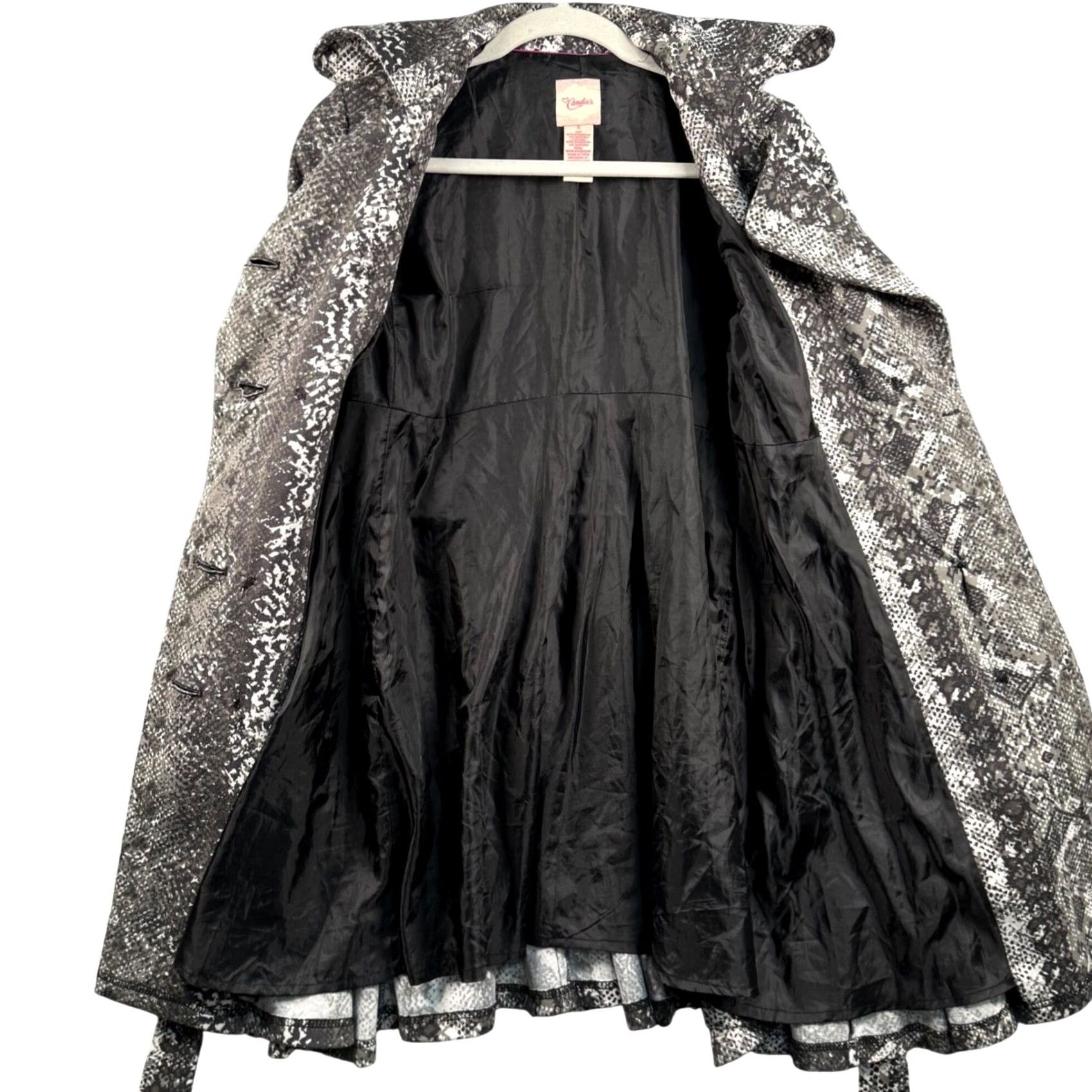 Vintage Candies Snakeskin Print Double Breasted Belted Trench Coat Grey Y2K Women S Coat Long Sleeve Mid-Length Vintage N/A Size S / US 4 / IT 40 - 5 Thumbnail