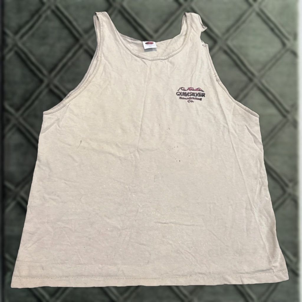 Quiksilver VINTAGE Quiksilver Boarding Co Surf Skate Tank Top Shirt 90s L Beige Mens Short Sleeve T-Shirt Size US L / EU 52-54 / 3 - 1 Thumbnail